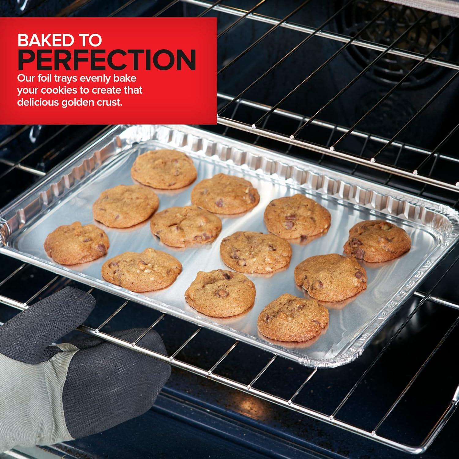 imageStock Your Home Aluminum Pans 15 Pack Disposable Aluminum Foil Trays Reusable Nonstick Baking Sheets 16 Inch x 11 Inch30 Pack