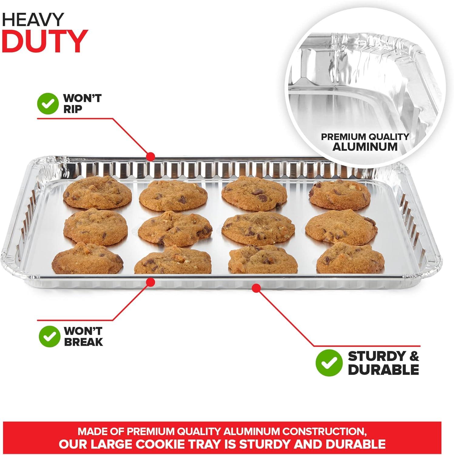 imageStock Your Home Aluminum Pans 15 Pack Disposable Aluminum Foil Trays Reusable Nonstick Baking Sheets 16 Inch x 11 Inch30 Pack