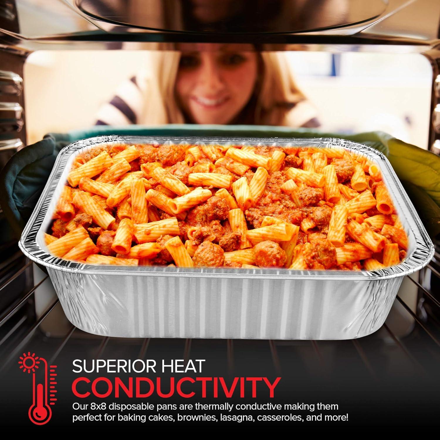 imageStock Your Home Aluminum Pans 8x8 Disposable Foil Pans 20 Pack 8 Inch Square Pans Tin Foil Pans Great for Cooking Heating Storing Prepping FoodPans WLids