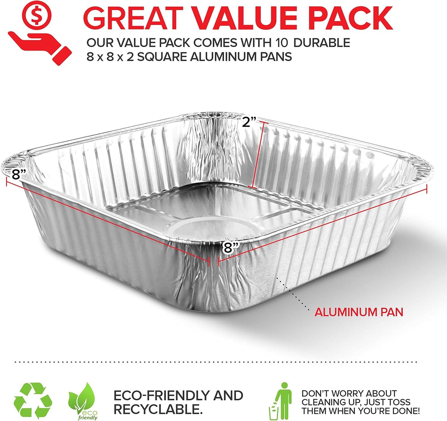 imageStock Your Home Aluminum Pans 8x8 Disposable Foil Pans 20 Pack 8 Inch Square Pans Tin Foil Pans Great for Cooking Heating Storing Prepping FoodPans