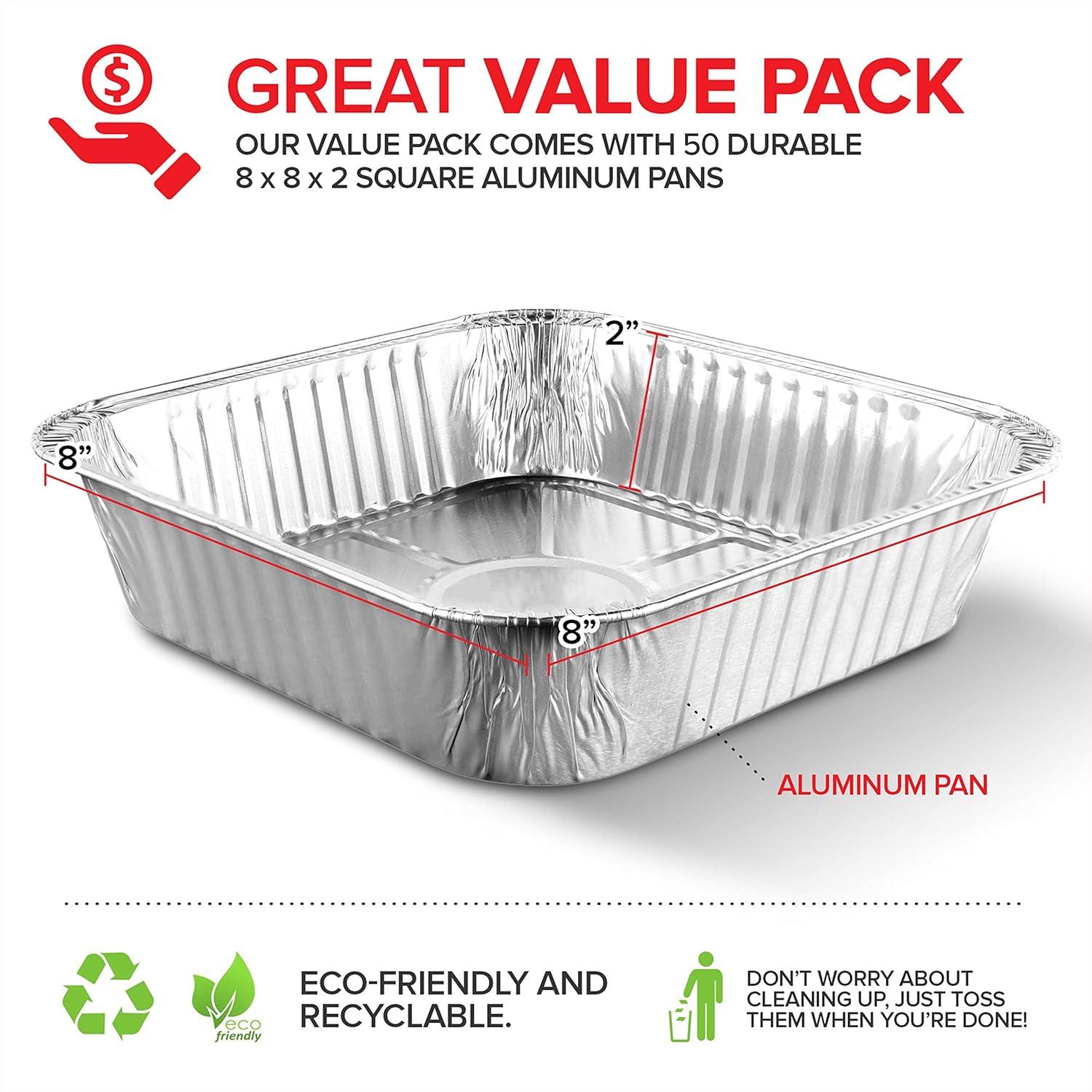 imageStock Your Home Aluminum Pans 8x8 Disposable Foil Pans 20 Pack 8 Inch Square Pans Tin Foil Pans Great for Cooking Heating Storing Prepping FoodPans