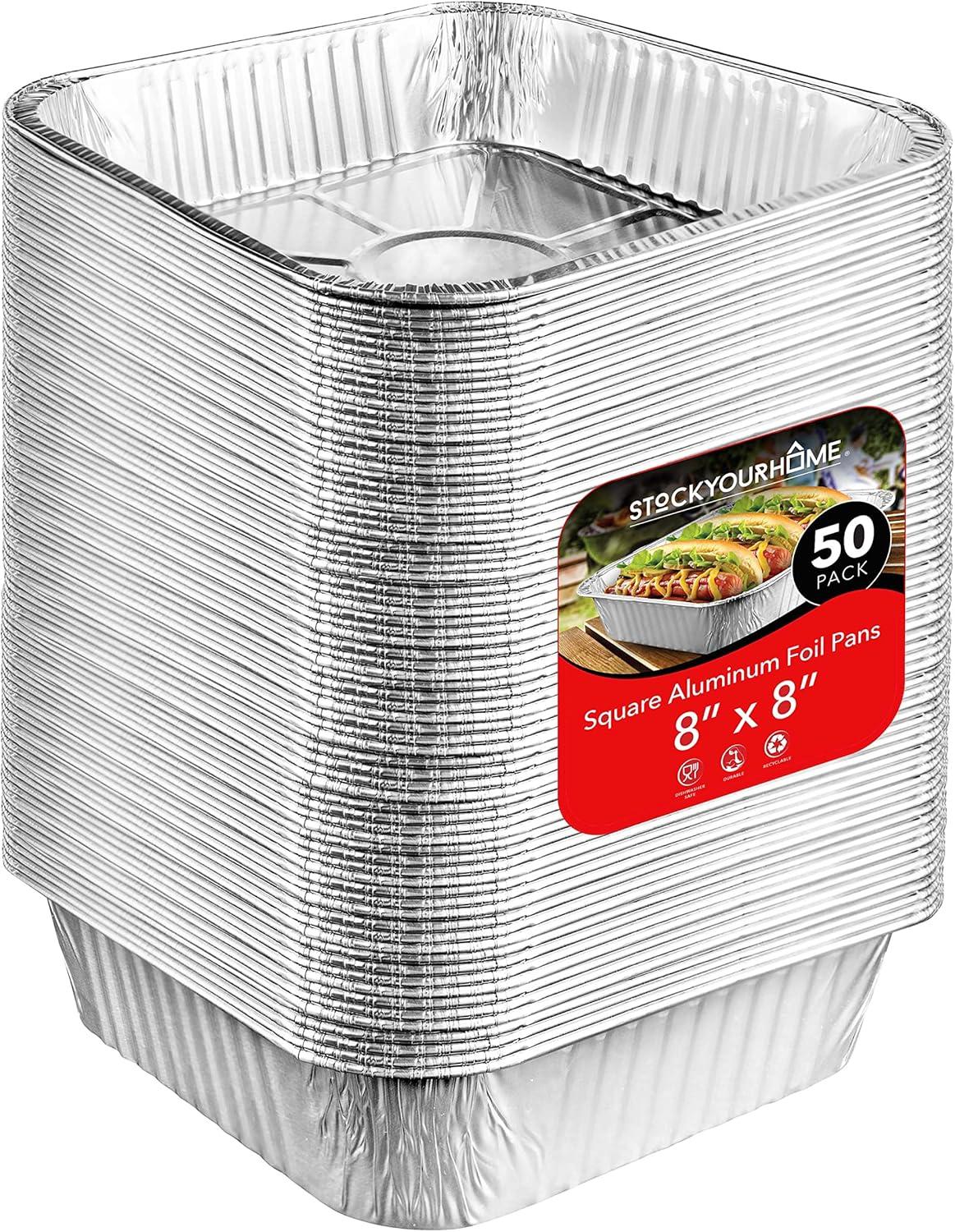 imageStock Your Home Aluminum Pans 8x8 Disposable Foil Pans 20 Pack 8 Inch Square Pans Tin Foil Pans Great for Cooking Heating Storing Prepping FoodPans