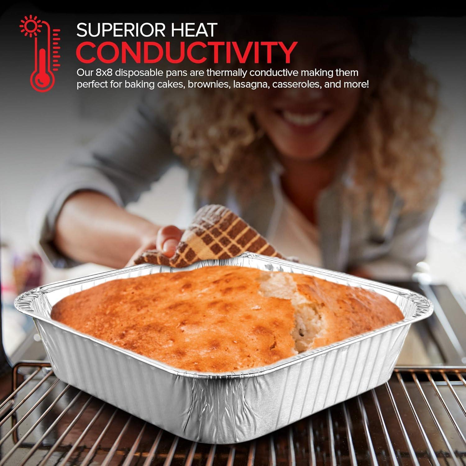 imageStock Your Home Aluminum Pans 8x8 Disposable Foil Pans 20 Pack 8 Inch Square Pans Tin Foil Pans Great for Cooking Heating Storing Prepping FoodPans