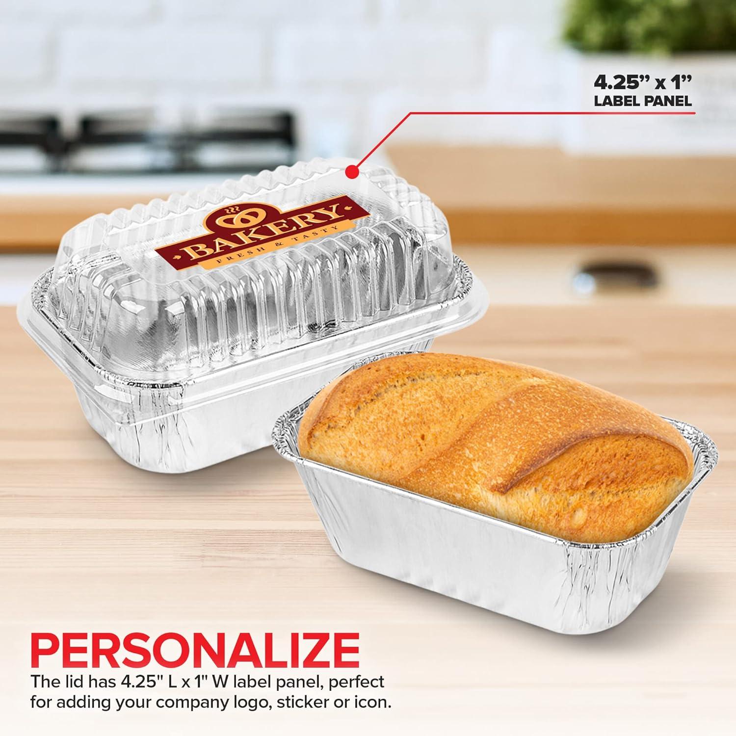 imageStock Your Home Aluminum Pans Mini Loaf Pans 50 Pack 1 Lb Aluminum Foil Tin Pans Small Loaf Pans 1 Pound Disposable Baking Pans Perfect for Baking Cakes Bread Loaves 6 x 35 x 2Pans Lids