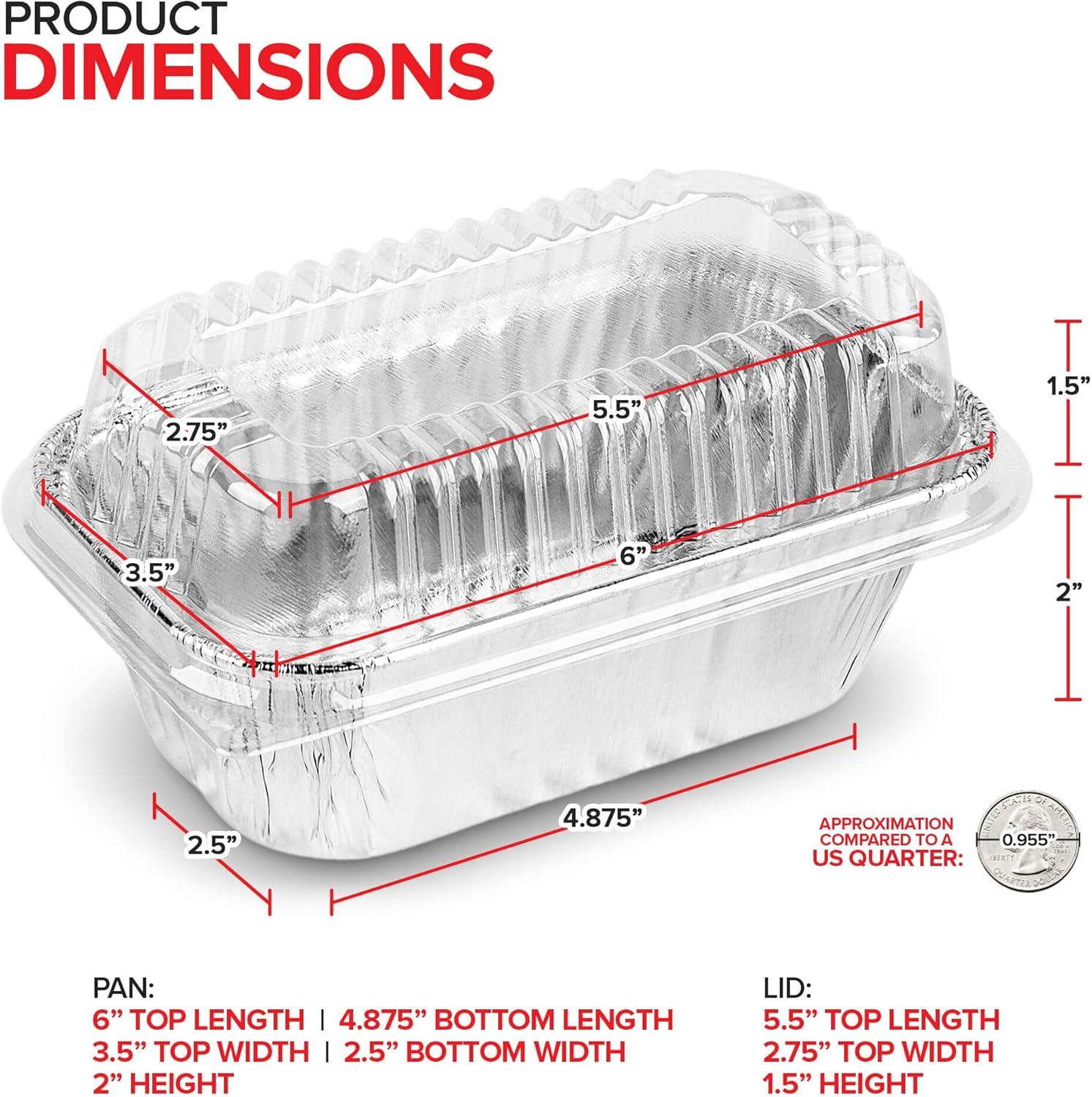 imageStock Your Home Aluminum Pans Mini Loaf Pans 50 Pack 1 Lb Aluminum Foil Tin Pans Small Loaf Pans 1 Pound Disposable Baking Pans Perfect for Baking Cakes Bread Loaves 6 x 35 x 2Pans Lids