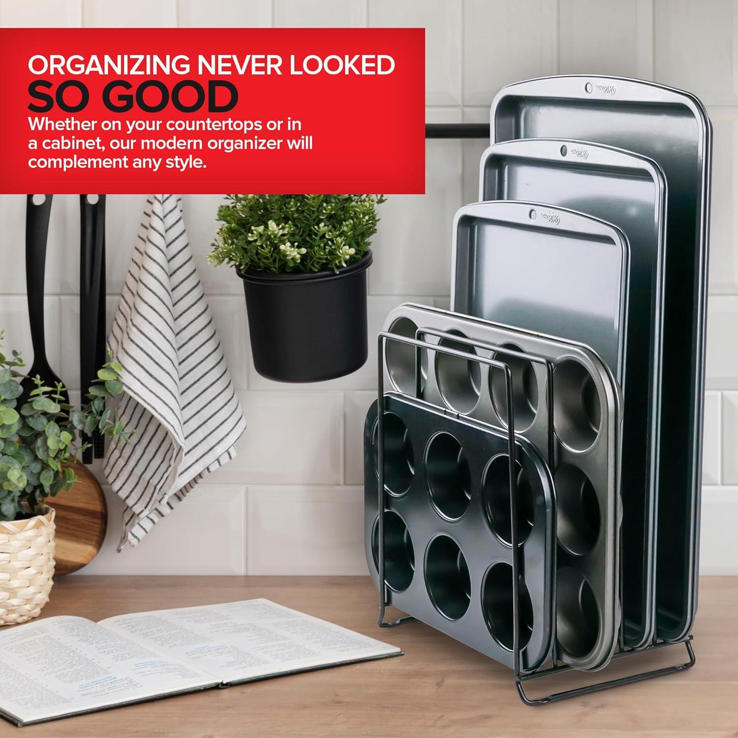 Stock Your Home Black (2 Pack) Extra Tall Steel Baking Pan Organizer ...