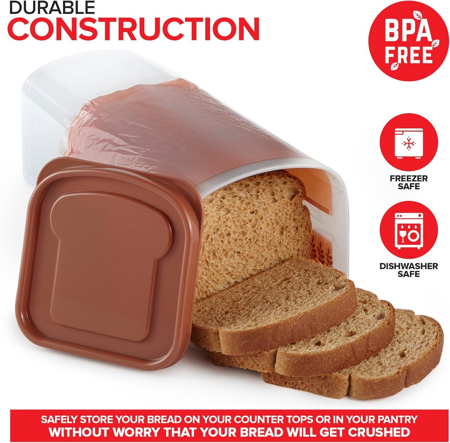 imageStock Your Home Bread Container 2 Pack Bread Loaf Keeper Fresh Bread Storage Container Clear Bread Saver Bread Holder Bread Bin for Bun Bagel and Bread Loaf Plastic Bread Box White amp BrownWhiteBrown