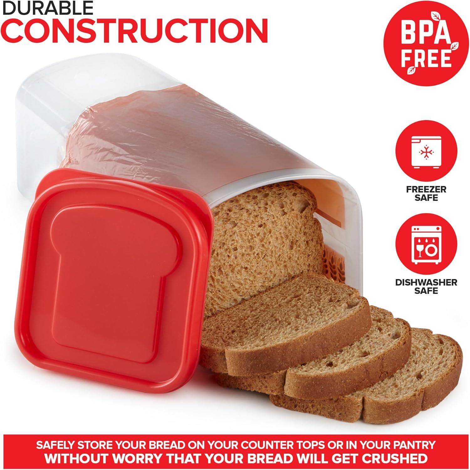 imageStock Your Home Bread Container 2 Pack Bread Loaf Keeper Fresh Bread Storage Container Clear Bread Saver Bread Holder Bread Bin for Bun Bagel and Bread Loaf Plastic Bread Box White amp BrownRed
