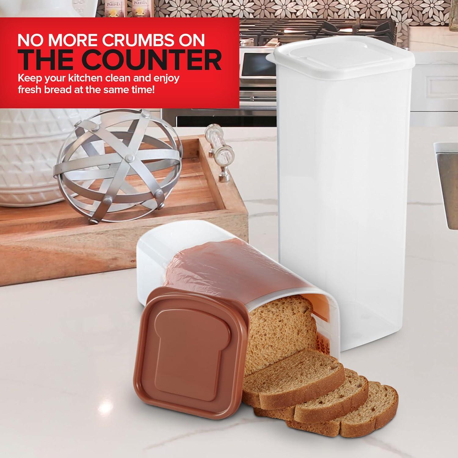 imageStock Your Home Bread Container 2 Pack Bread Loaf Keeper Fresh Bread Storage Container Clear Bread Saver Bread Holder Bread Bin for Bun Bagel and Bread Loaf Plastic Bread Box White amp BrownWhiteBrown