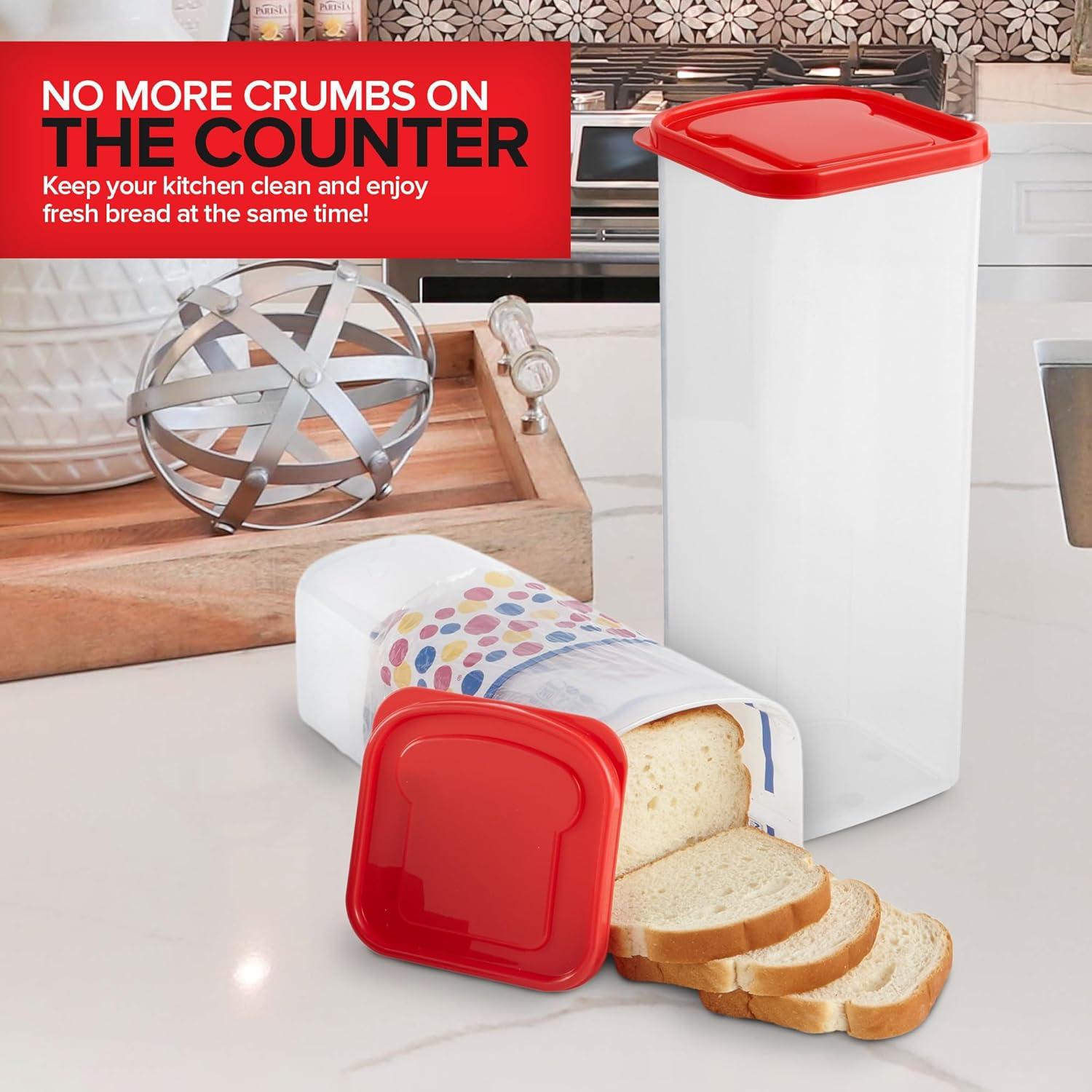 imageStock Your Home Bread Container 2 Pack Bread Loaf Keeper Fresh Bread Storage Container Clear Bread Saver Bread Holder Bread Bin for Bun Bagel and Bread Loaf Plastic Bread Box White amp BrownRed