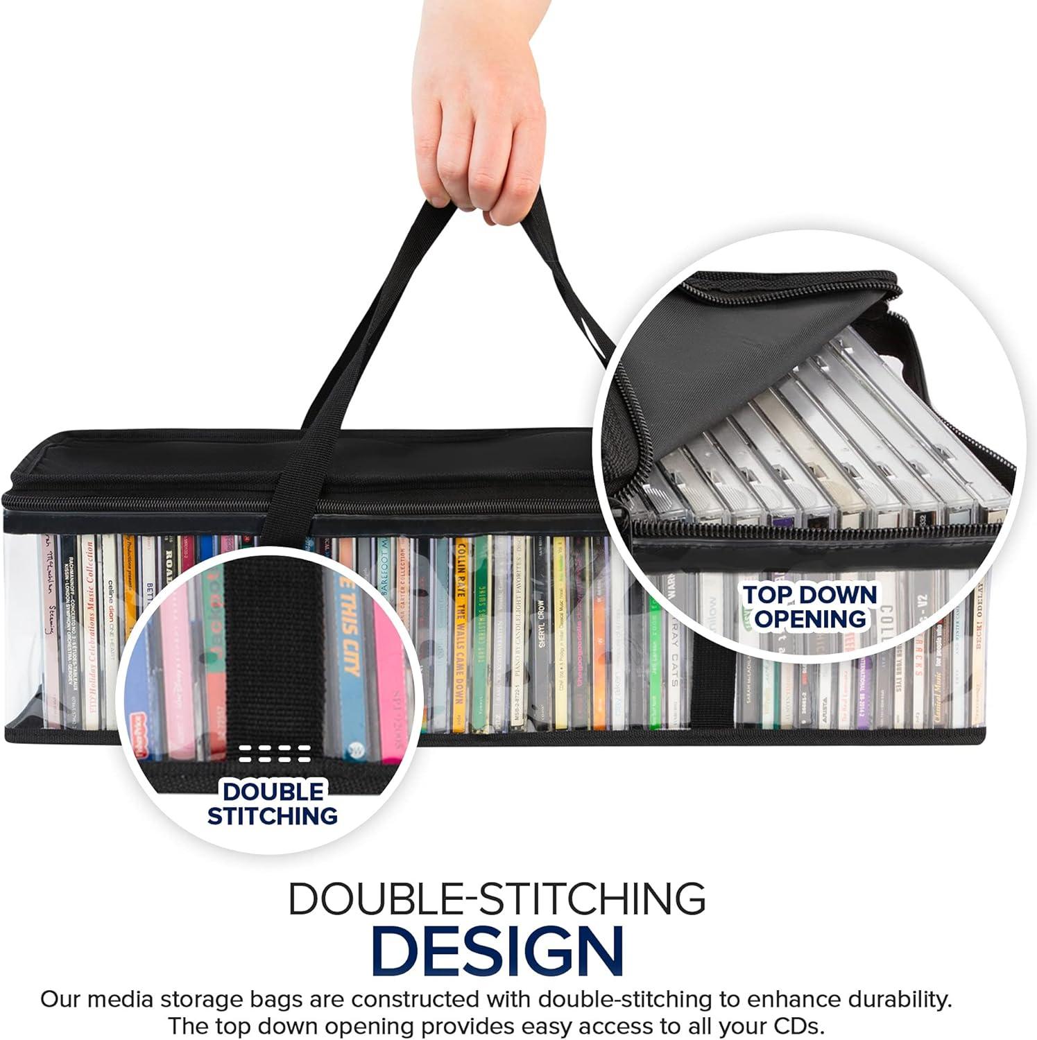 imageStock Your Home CD Storage Bags 2 Pack Transparent PVC Media Storage Water Resistant Holder Case With Handles Clear Plastic Carrying Game Bag for Albums Video Games Books2 Pack