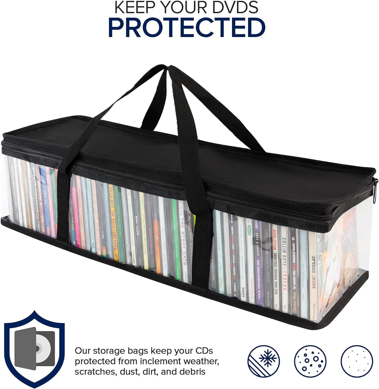 imageStock Your Home CD Storage Bags 2 Pack Transparent PVC Media Storage Water Resistant Holder Case With Handles Clear Plastic Carrying Game Bag for Albums Video Games Books2 Pack