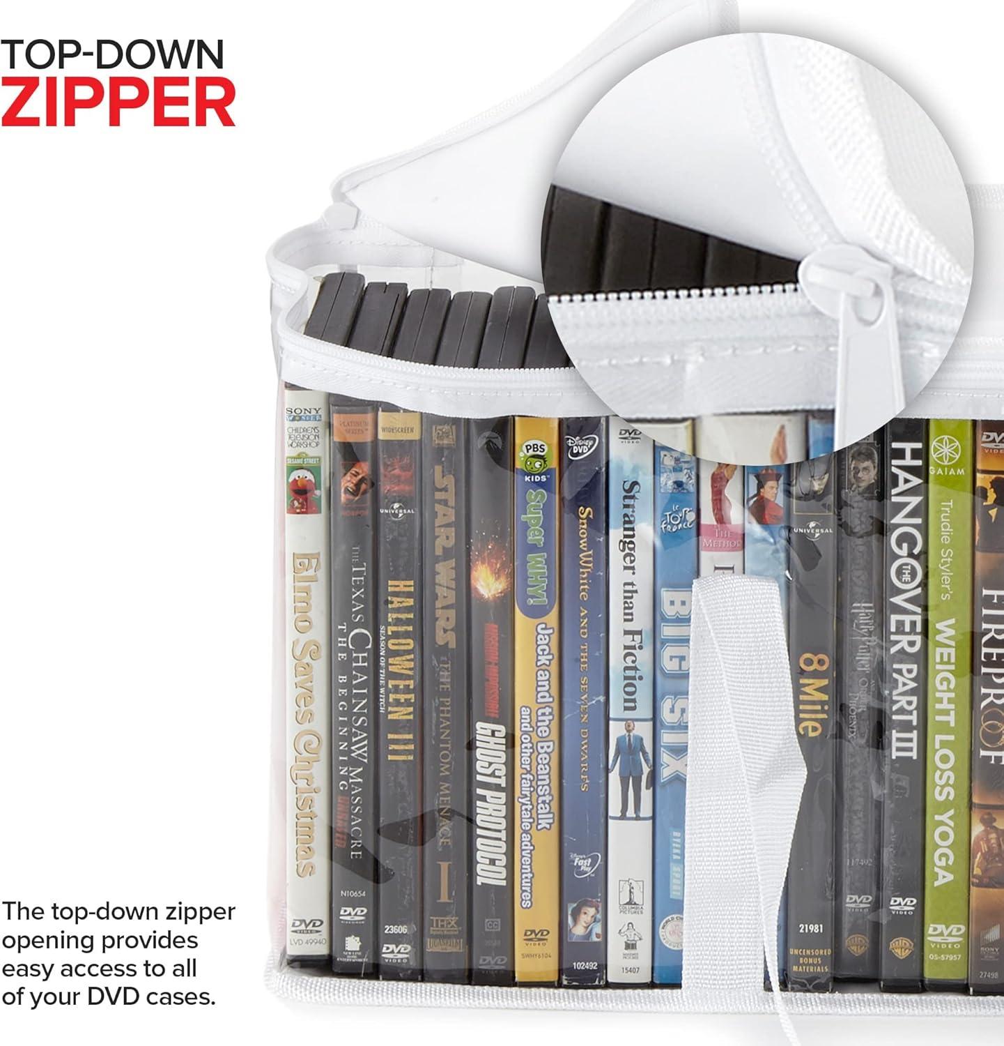 imageStock Your Home DVD Storage Bags Set of 4 Media Organizer Bag for DVDs CDs Blu Ray Disc Movie Cases VHS Box Video Game Disks Clear Plastic Holders with Carrying Handles and Zipper WhiteWhite