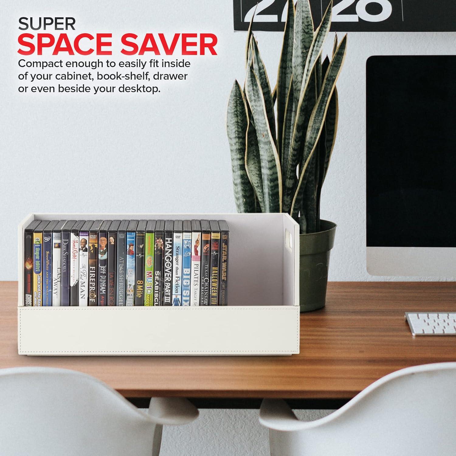 imageStock Your Home DVD Storage Box Movie Shelf Organizer for BluRay Video Game Cases CDs VHS Tape Display Stand Disc Holder Can Store Up to 28 DVDs Faux Leather BlackWhite 6 Pack