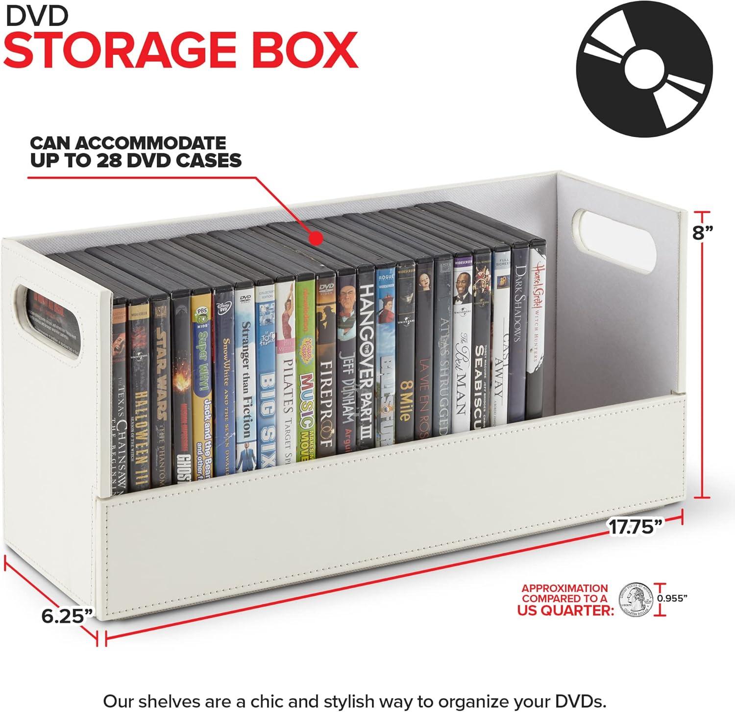imageStock Your Home DVD Storage Box Movie Shelf Organizer for BluRay Video Game Cases CDs VHS Tape Display Stand Disc Holder Can Store Up to 28 DVDs Faux Leather BlackWhite 6 Pack