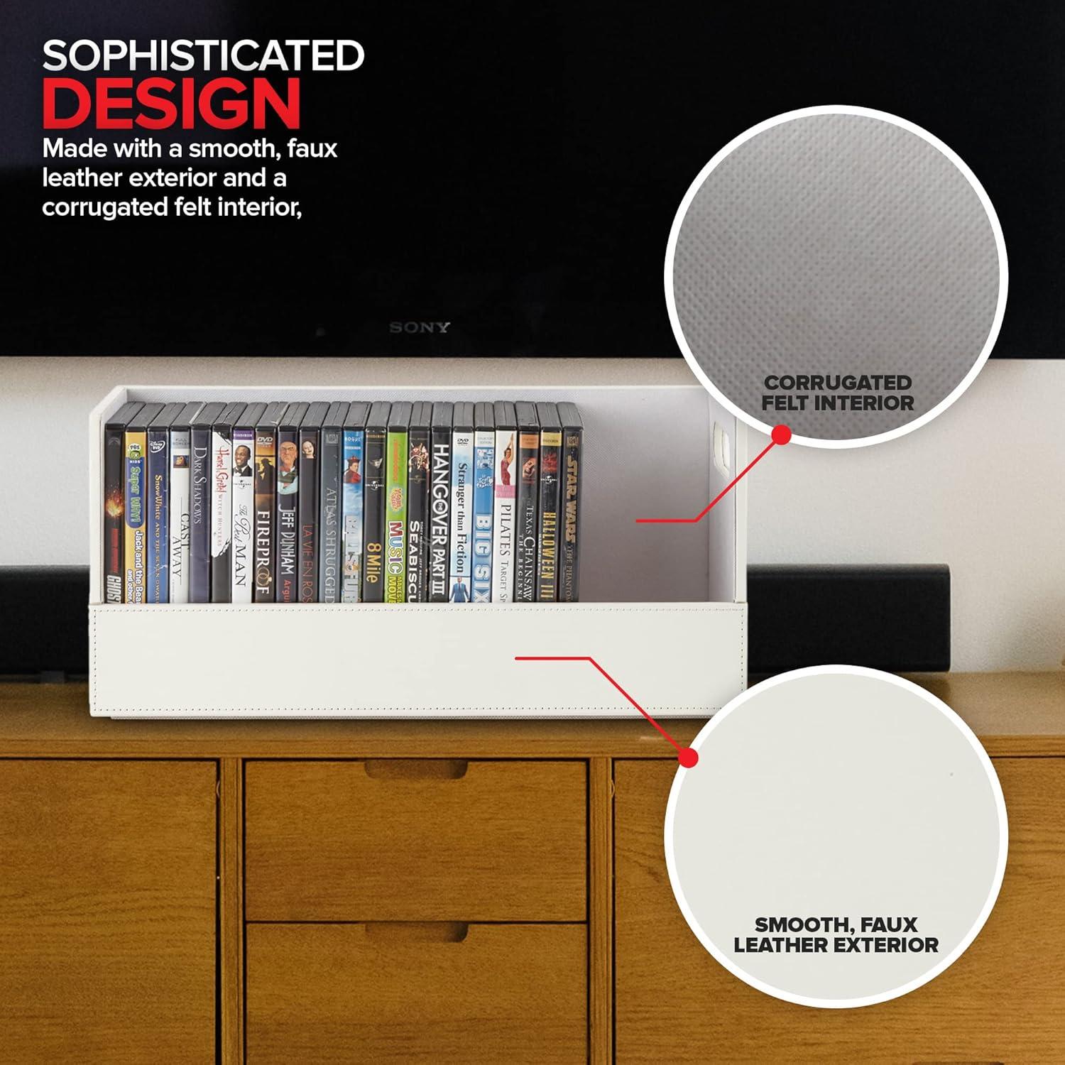 imageStock Your Home DVD Storage Box Movie Shelf Organizer for BluRay Video Game Cases CDs VHS Tape Display Stand Disc Holder Can Store Up to 28 DVDs Faux Leather BlackWhite 6 Pack