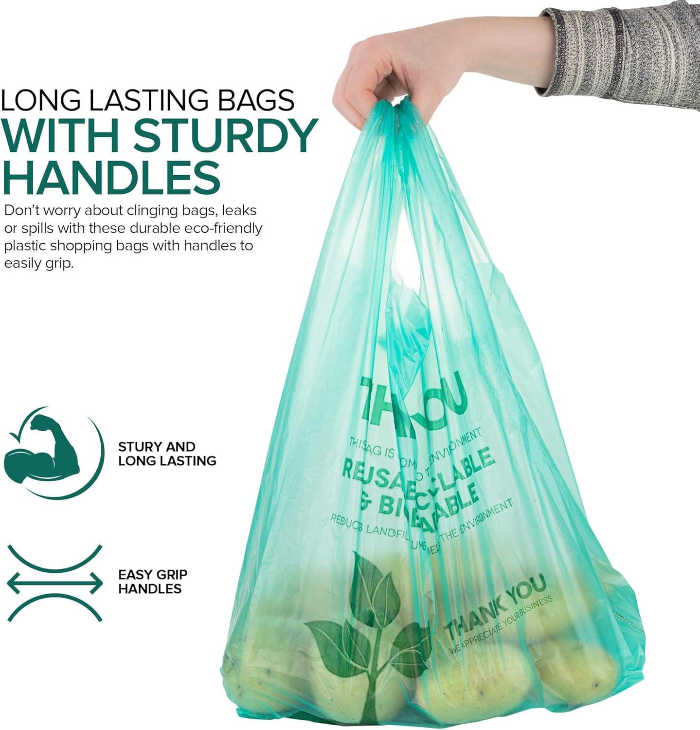 imageStock Your Home Eco Grocery Bags Disposable TShirt Thank You Bag with Handles for Supermarket Groceries Produce Shopping200 Count