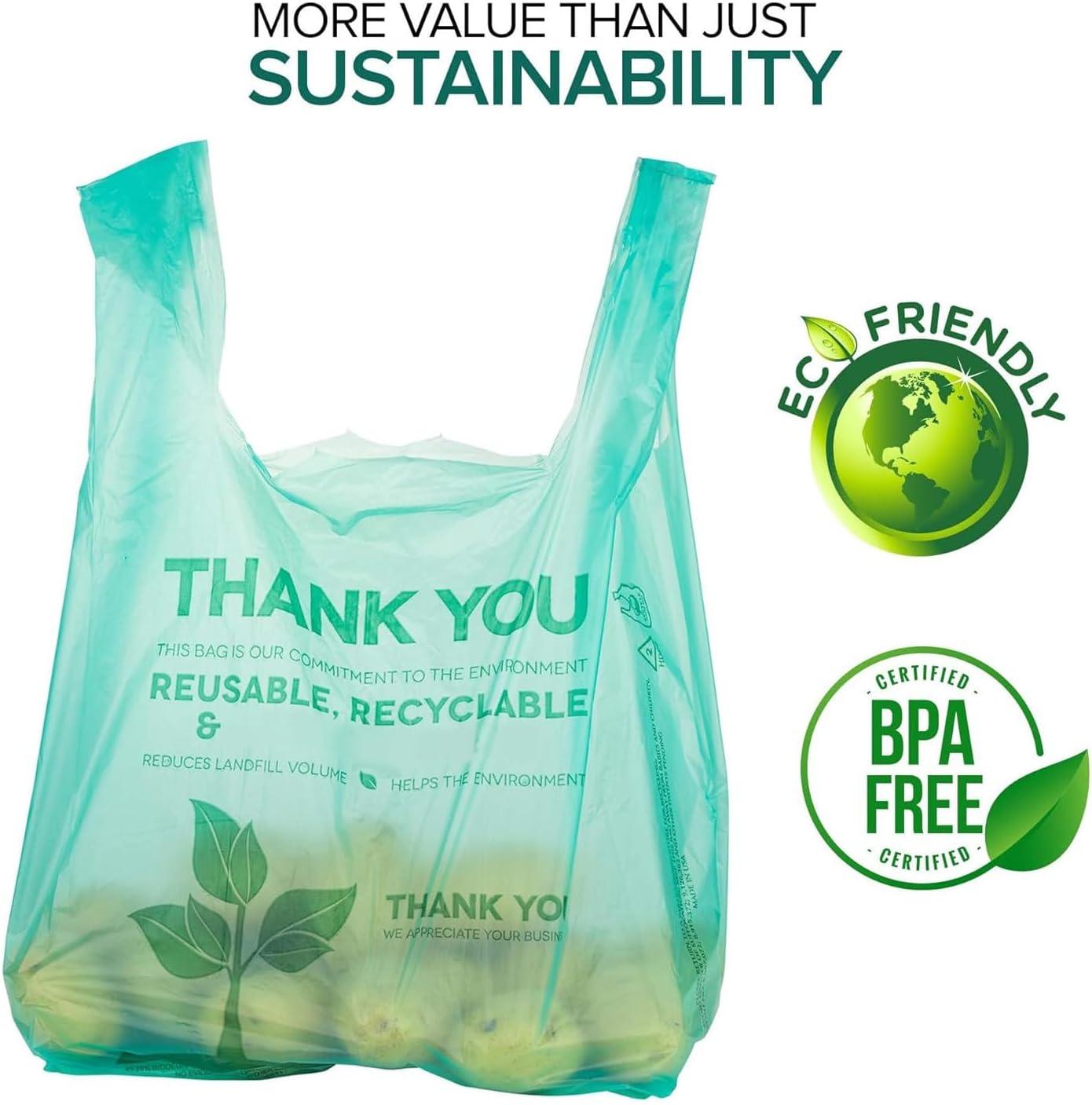 imageStock Your Home Eco Grocery Bags Disposable TShirt Thank You Bag with Handles for Supermarket Groceries Produce Shopping200 Count