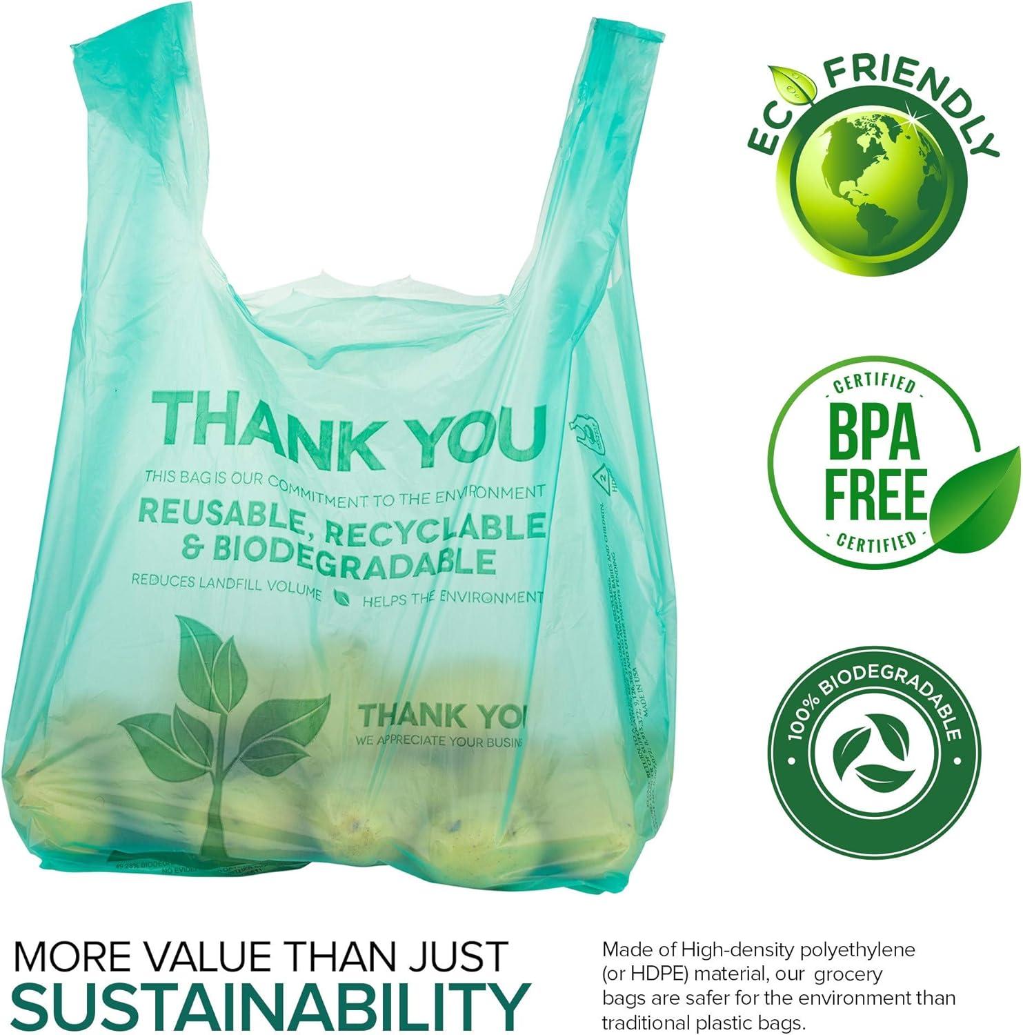 imageStock Your Home Eco Grocery Bags Disposable TShirt Thank You Bag with Handles for Supermarket Groceries Produce Shopping500 Count