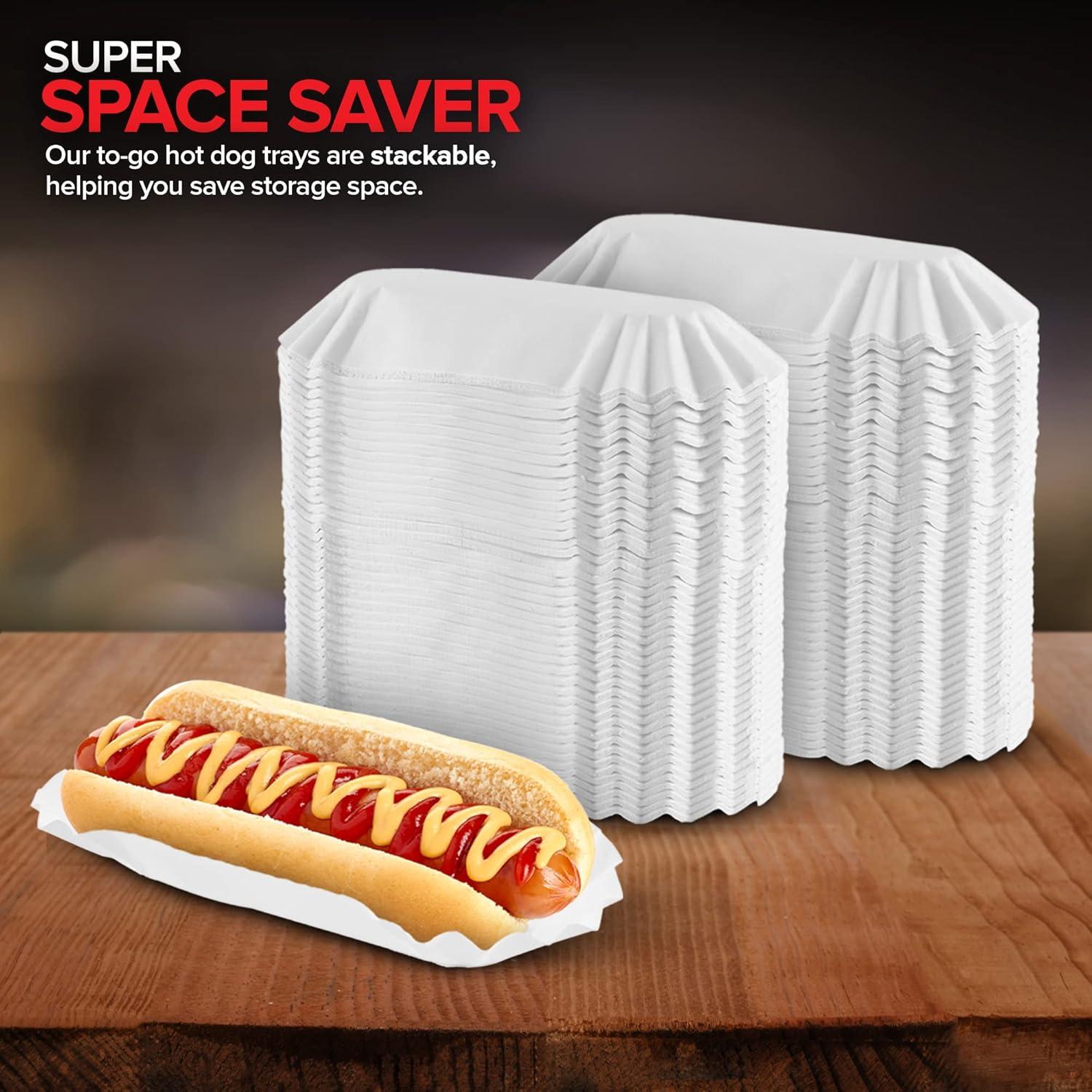 imageStock Your Home Fluted Hot Dog Trays 500 Pack 6 Fluted Paper Hot Dog Liners Disposable White Hot Dog Wrappers Rectangular Food Trays for ToGo Orders Takeout Concessions Stands Festivals500 Count