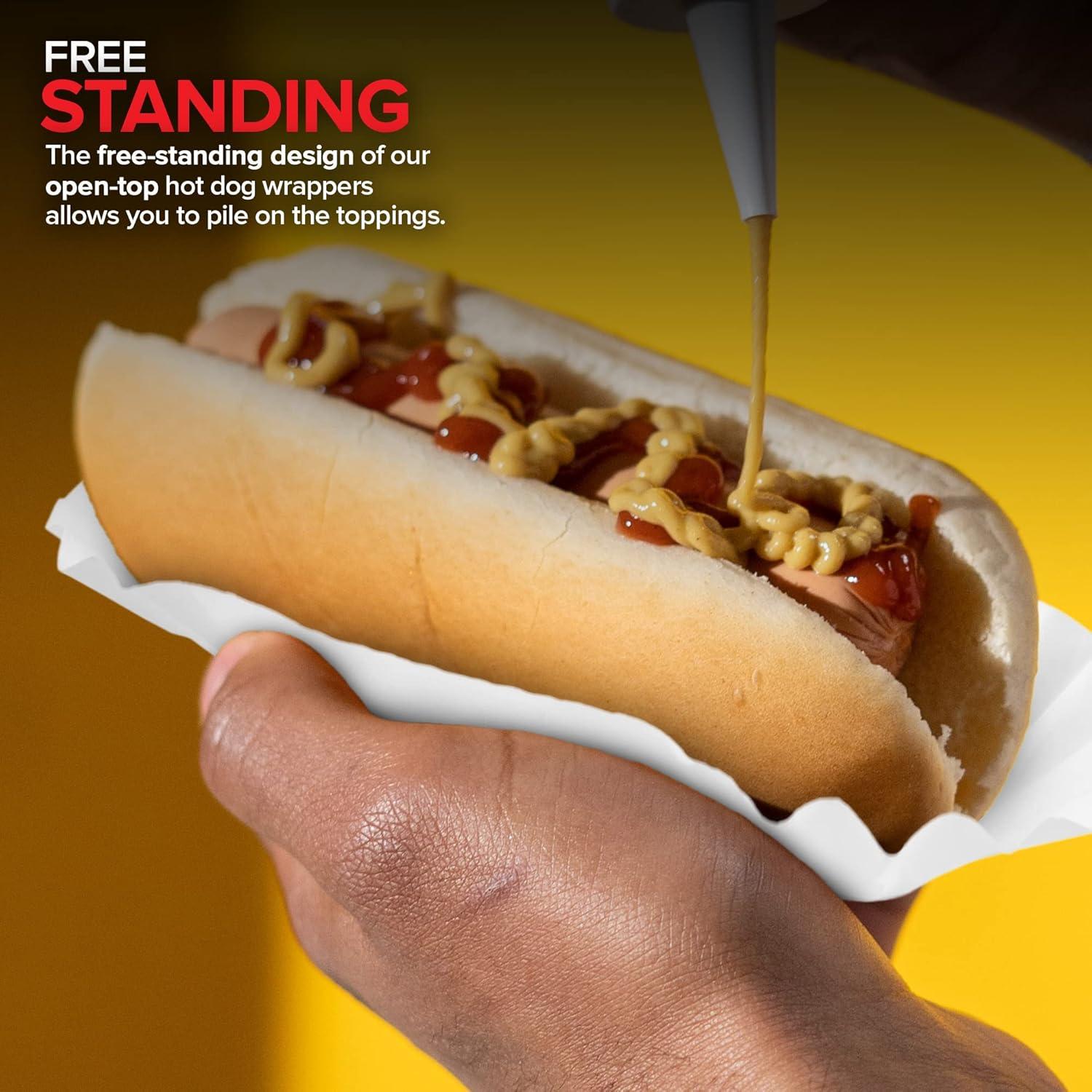imageStock Your Home Fluted Hot Dog Trays 500 Pack 6 Fluted Paper Hot Dog Liners Disposable White Hot Dog Wrappers Rectangular Food Trays for ToGo Orders Takeout Concessions Stands Festivals500 Count