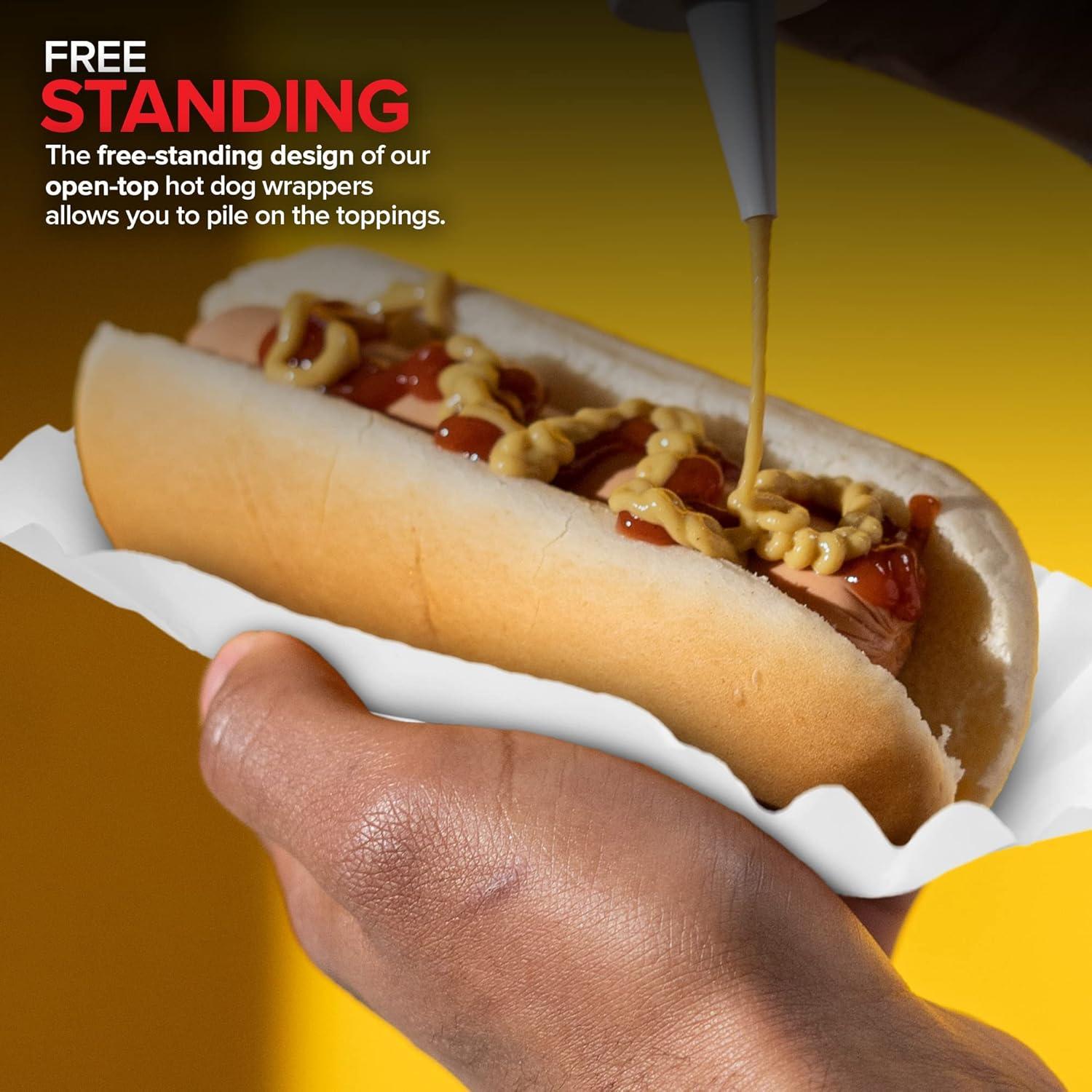 imageStock Your Home Fluted Hot Dog Trays 500 Pack 6 Fluted Paper Hot Dog Liners Disposable White Hot Dog Wrappers Rectangular Food Trays for ToGo Orders Takeout Concessions Stands Festivals100 Count