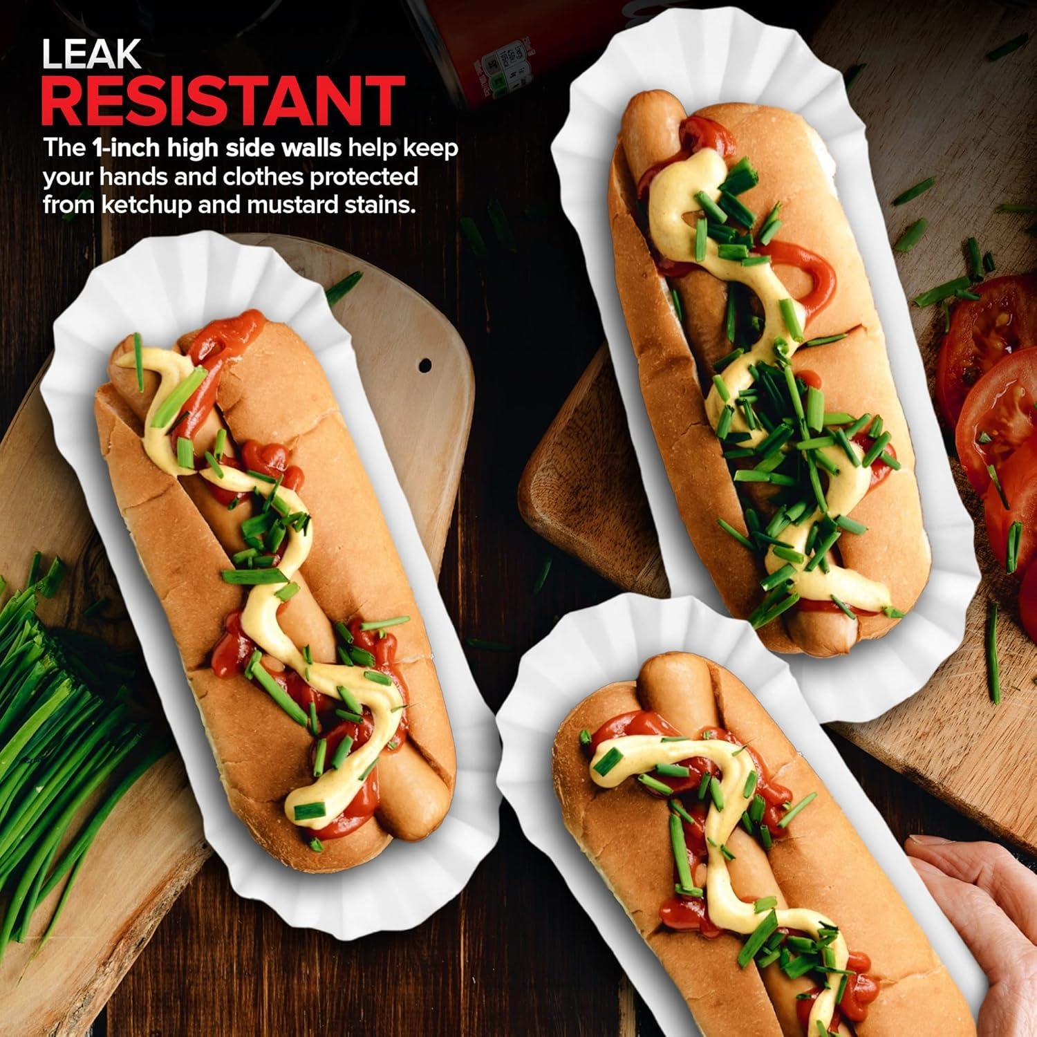 imageStock Your Home Fluted Hot Dog Trays 500 Pack 6 Fluted Paper Hot Dog Liners Disposable White Hot Dog Wrappers Rectangular Food Trays for ToGo Orders Takeout Concessions Stands Festivals500 Count