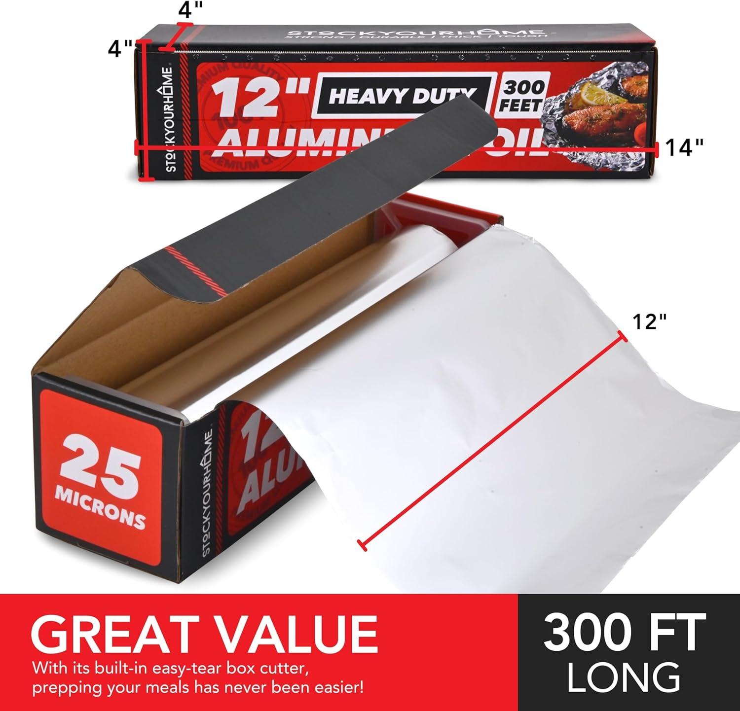 imageStock Your Home Heavy Duty Aluminum Foil Roll 300 FT x 12 Inches Wide Aluminum Foil Heavy Duty Rolls Heavy Duty Foil with Easy Tear Dispenser Premium Tinfoil Roll to Wrap amp Store Food Silver300 Feet
