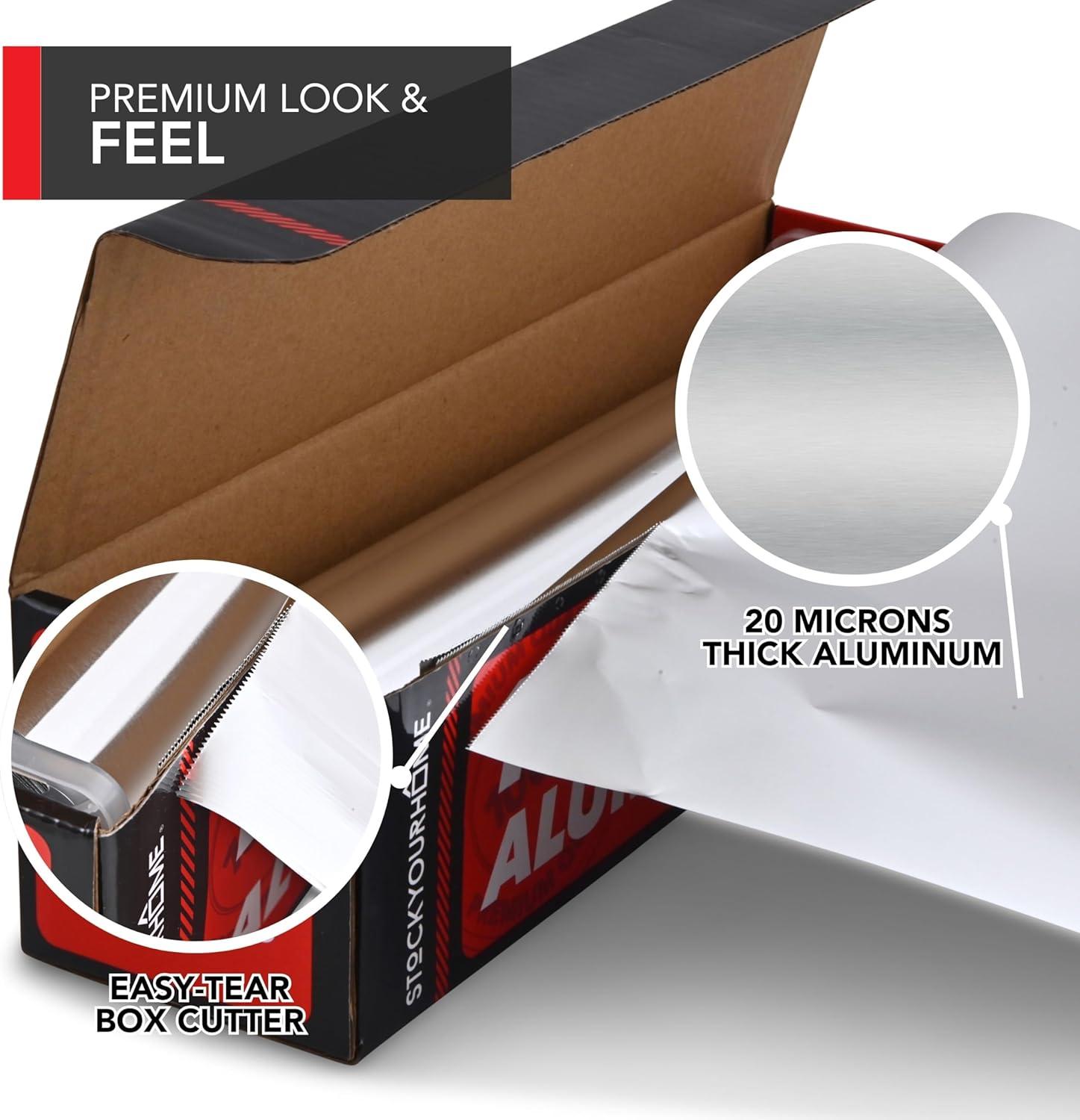 imageStock Your Home Heavy Duty Aluminum Foil Roll 300 FT x 12 Inches Wide Aluminum Foil Heavy Duty Rolls Heavy Duty Foil with Easy Tear Dispenser Premium Tinfoil Roll to Wrap amp Store Food Silver1000 Feet