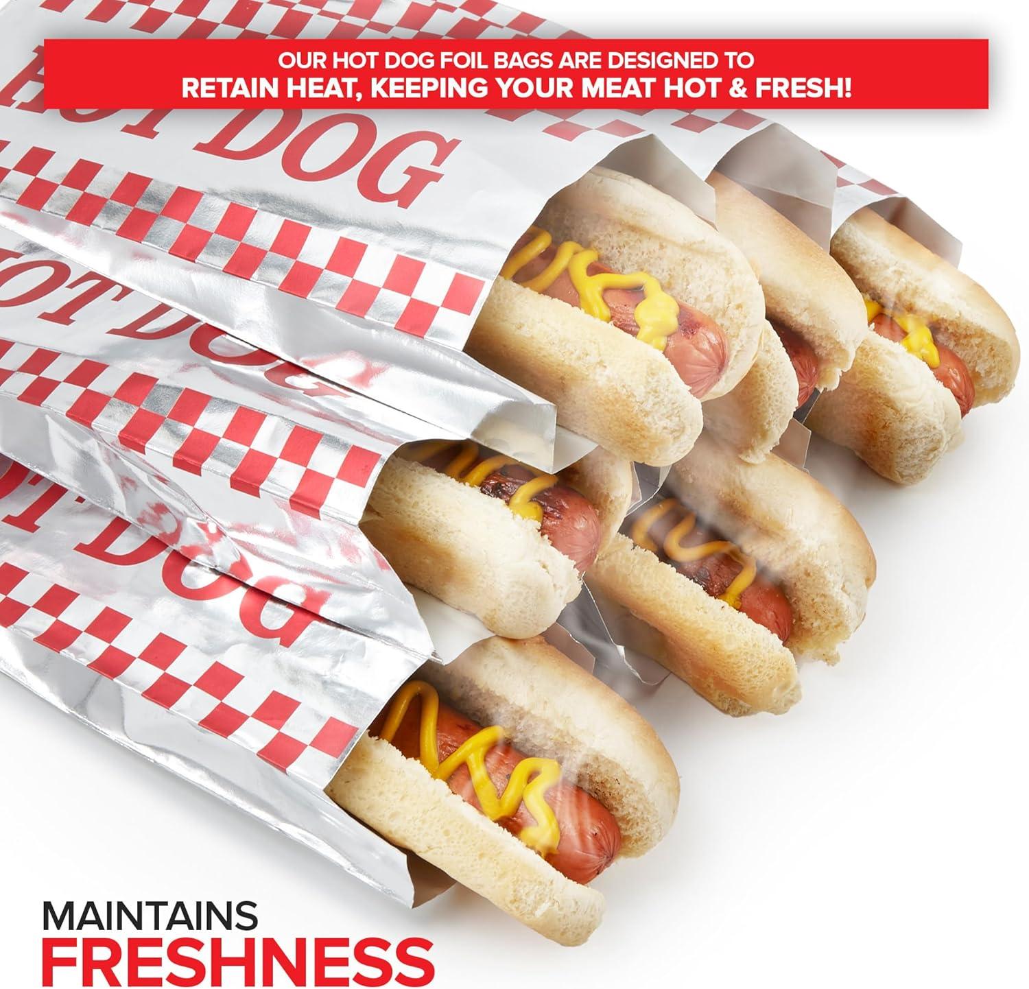 imageStock Your Home Hot Dog Wrappers Foil Laminated Paper 100 Pack Grease Resistant Red Checkered Hot Dog Sleeves Foil Bulk Hot Dog Bags for Carnival Themed Party Food Cart Concession Stand100 Pack