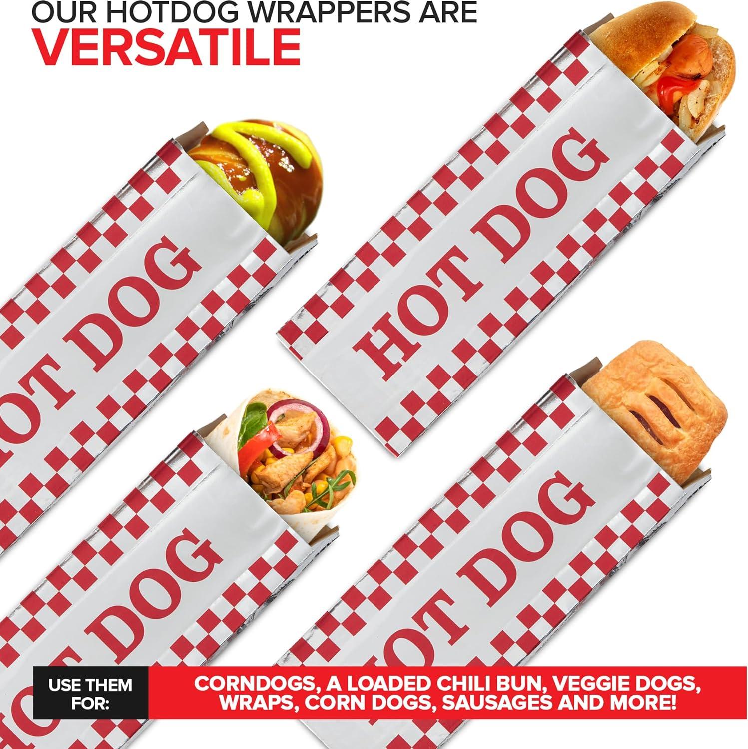imageStock Your Home Hot Dog Wrappers Foil Laminated Paper 100 Pack Grease Resistant Red Checkered Hot Dog Sleeves Foil Bulk Hot Dog Bags for Carnival Themed Party Food Cart Concession Stand200 Pack