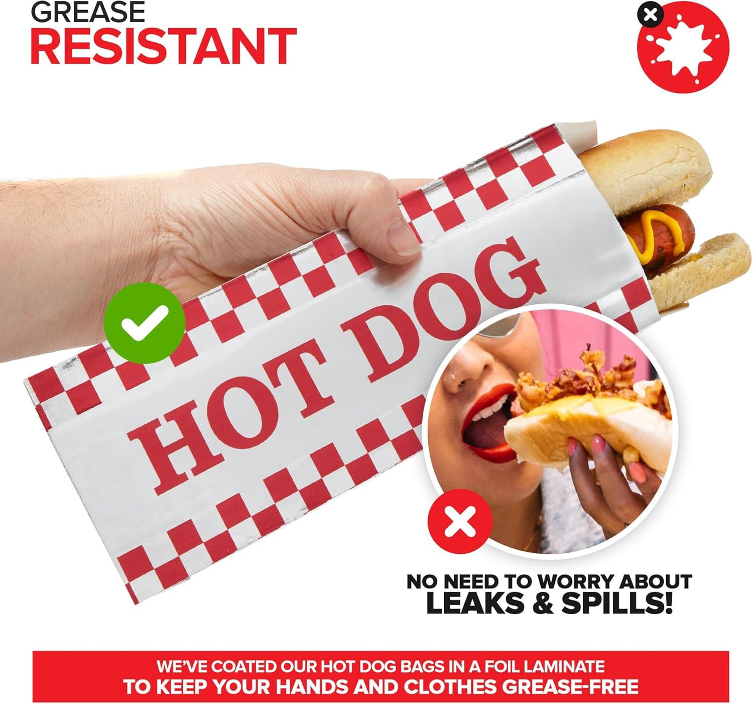 imageStock Your Home Hot Dog Wrappers Foil Laminated Paper 100 Pack Grease Resistant Red Checkered Hot Dog Sleeves Foil Bulk Hot Dog Bags for Carnival Themed Party Food Cart Concession Stand100 Pack