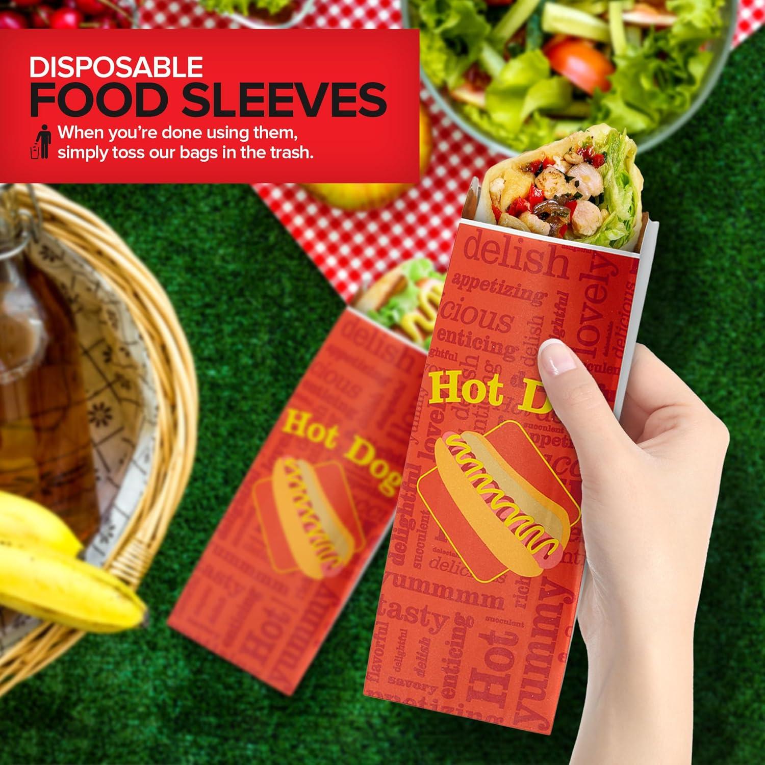 imageStock Your Home Hot Dog Wrappers Foil Laminated Paper 200 Pack Grease Resistant Red Hot Dog Sleeves Foil Bulk Hot Dog Bags for Carnival Themed Party Food Cart Concession Standats Grubhub