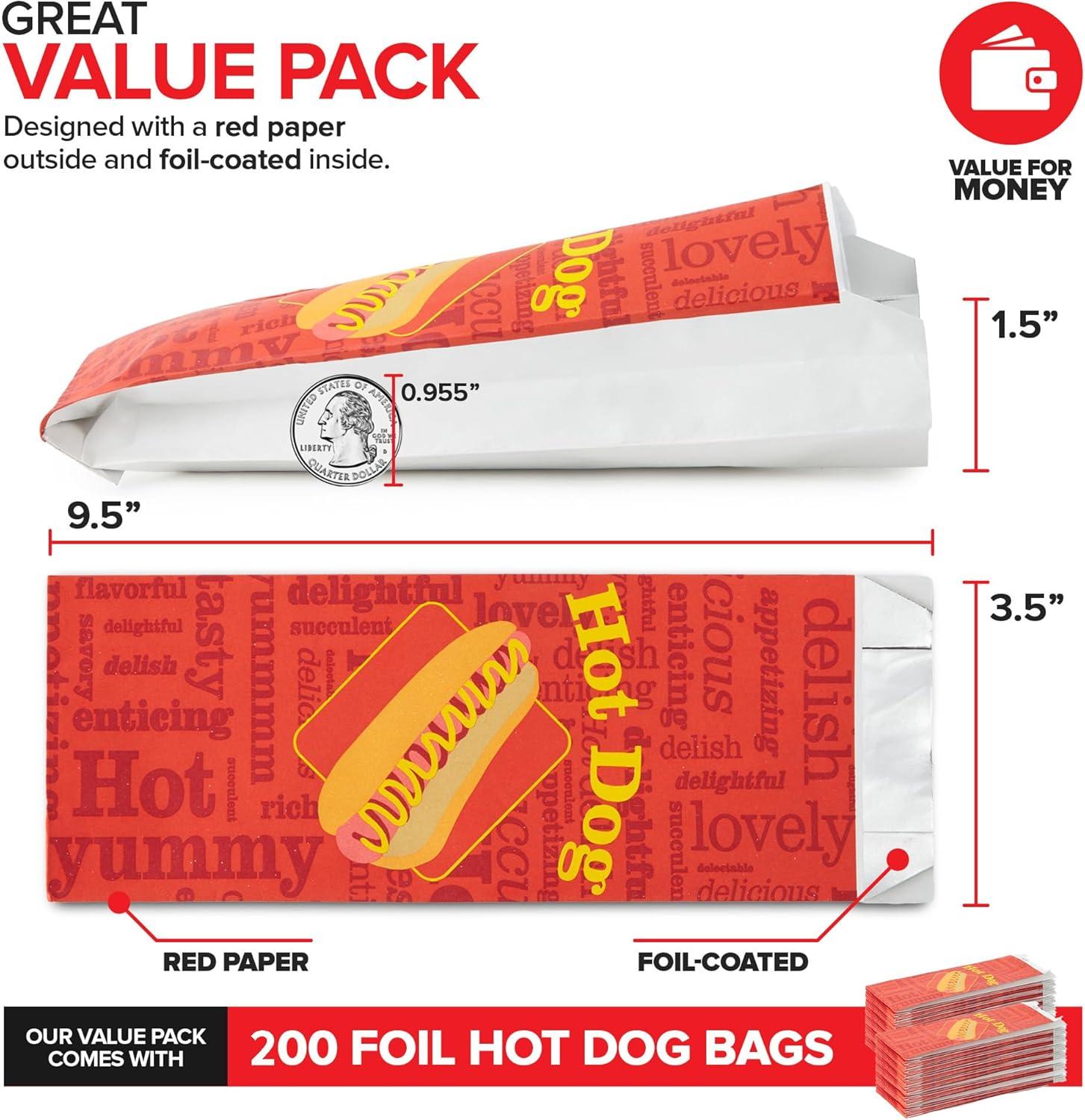 imageStock Your Home Hot Dog Wrappers Foil Laminated Paper 200 Pack Grease Resistant Red Hot Dog Sleeves Foil Bulk Hot Dog Bags for Carnival Themed Party Food Cart Concession Standats Grubhub