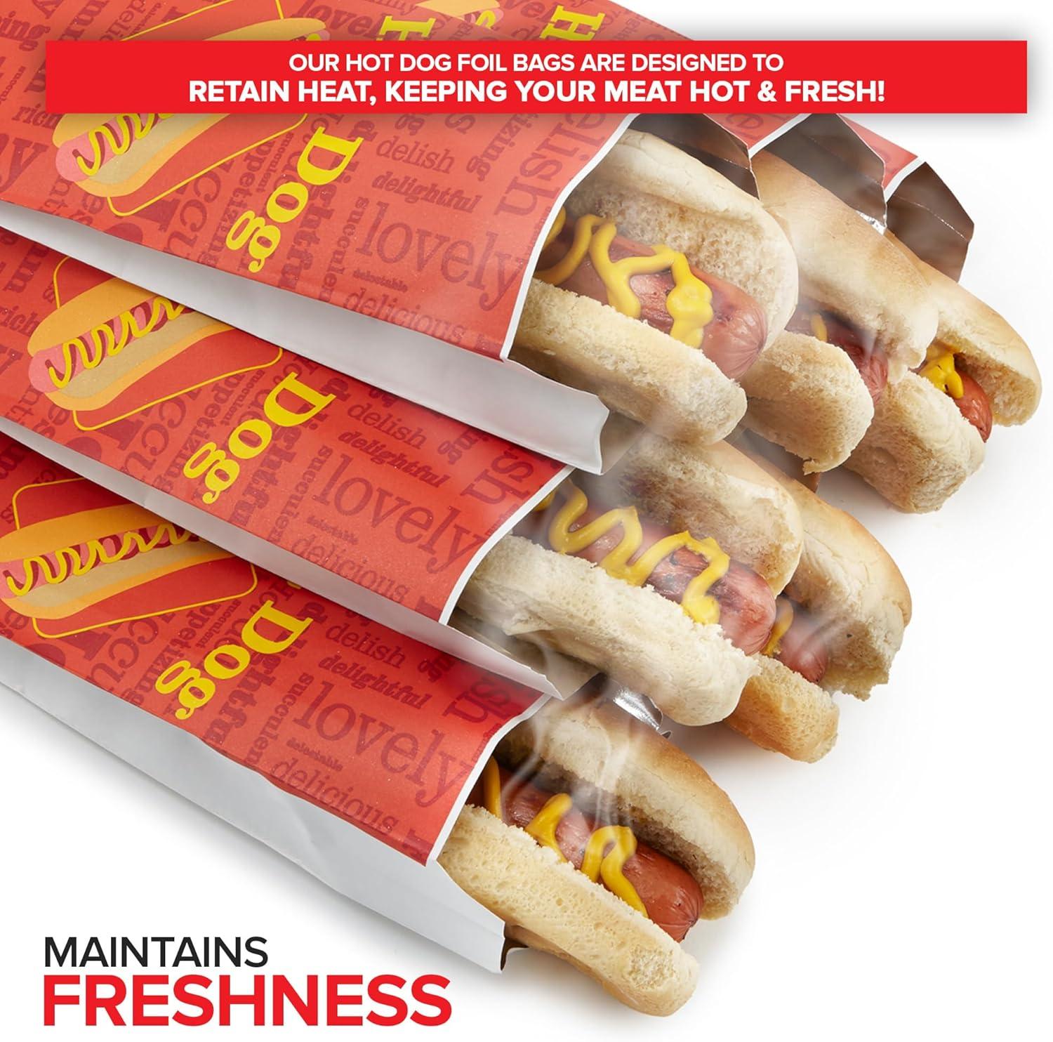 imageStock Your Home Hot Dog Wrappers Foil Laminated Paper 200 Pack Grease Resistant Red Hot Dog Sleeves Foil Bulk Hot Dog Bags for Carnival Themed Party Food Cart Concession Standats Grubhub