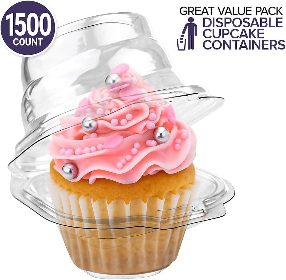 imageStock Your Home Individual Cupcake Containers 50 Pack Cupcake Holder with Lid Plastic Single Cupcake Container Muffin Container Stackable BPA Free1500 Count