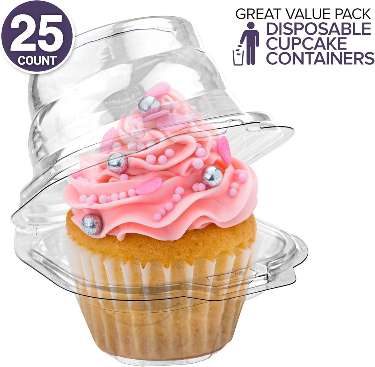 imageStock Your Home Individual Cupcake Containers 50 Pack Cupcake Holder with Lid Plastic Single Cupcake Container Muffin Container Stackable BPA Free25 Count