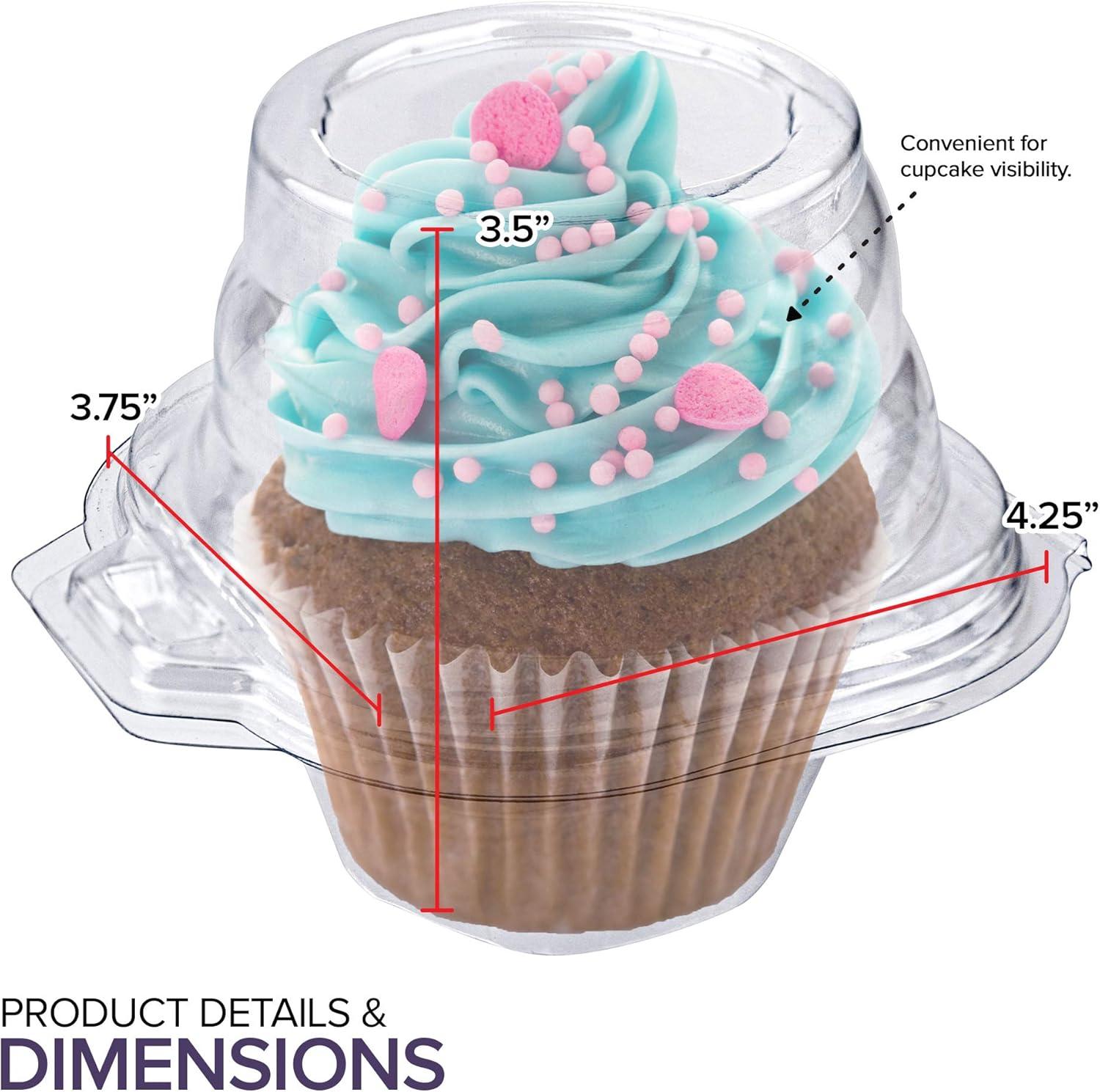 imageStock Your Home Individual Cupcake Containers 50 Pack Cupcake Holder with Lid Plastic Single Cupcake Container Muffin Container Stackable BPA Free50 Count