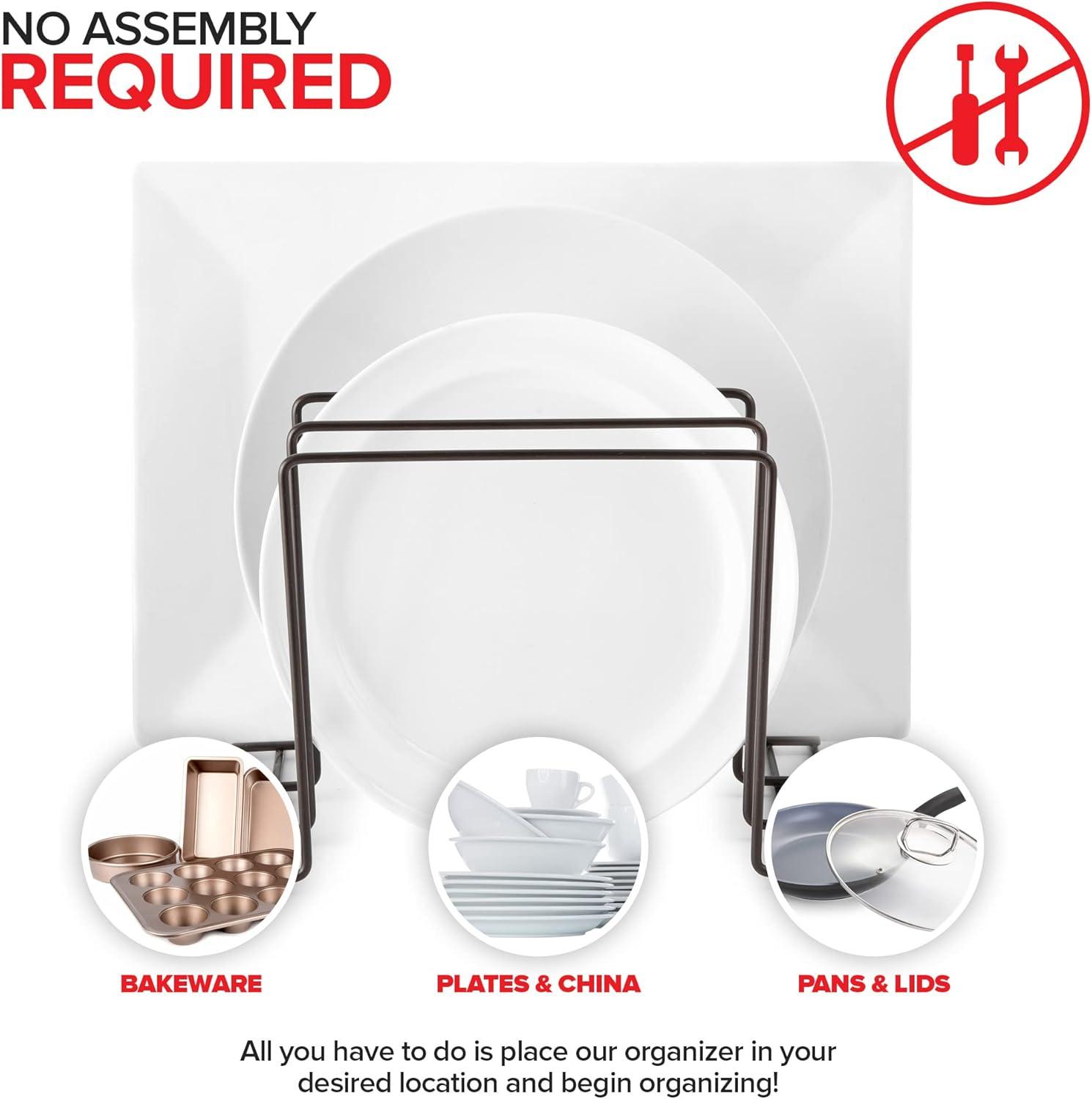 imageStock Your Home Kitchen Cabinet Organizer Bronze 2 Pack Steel Baking Sheet Holder with 4 Slots for Cabinet Bakeware Organizer Divider for Cutting Boards Pot Lids Pan Lids Cookie SheetsDark Bronze