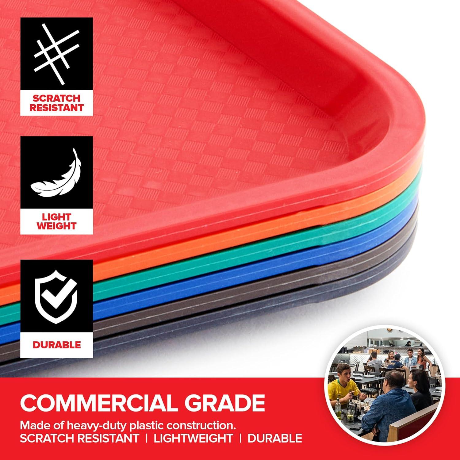 imageStock Your Home Large Plastic Serving Trays for Fast Food Set of 6 16 x 12 Multicolor Cafeteria Tray for Lunch Restaurant Caf Craft Service Carts