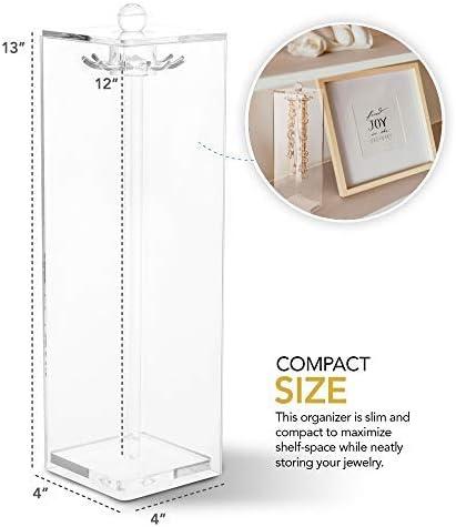 imageStock Your Home Long Necklace Holder with 12 Hooks Acrylic Jewelry Organizer Necklaces Stand and Display Case Jewelry Box for Chains Necklace Holder Box for Dressers amp Vanity Tables Clear