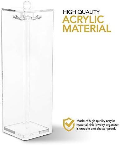 imageStock Your Home Long Necklace Holder with 12 Hooks Acrylic Jewelry Organizer Necklaces Stand and Display Case Jewelry Box for Chains Necklace Holder Box for Dressers amp Vanity Tables Clear