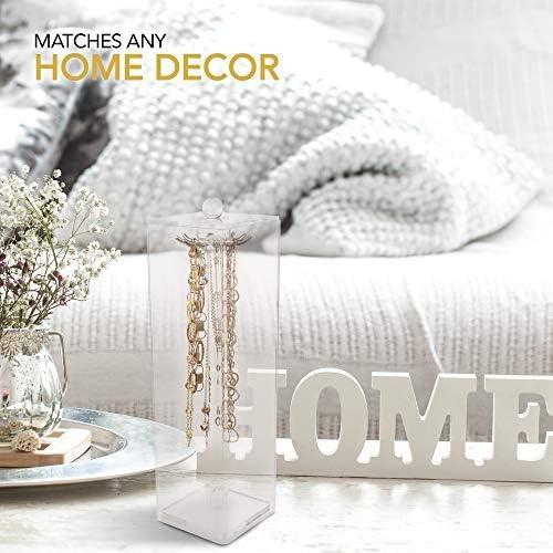 imageStock Your Home Long Necklace Holder with 12 Hooks Acrylic Jewelry Organizer Necklaces Stand and Display Case Jewelry Box for Chains Necklace Holder Box for Dressers amp Vanity Tables Clear