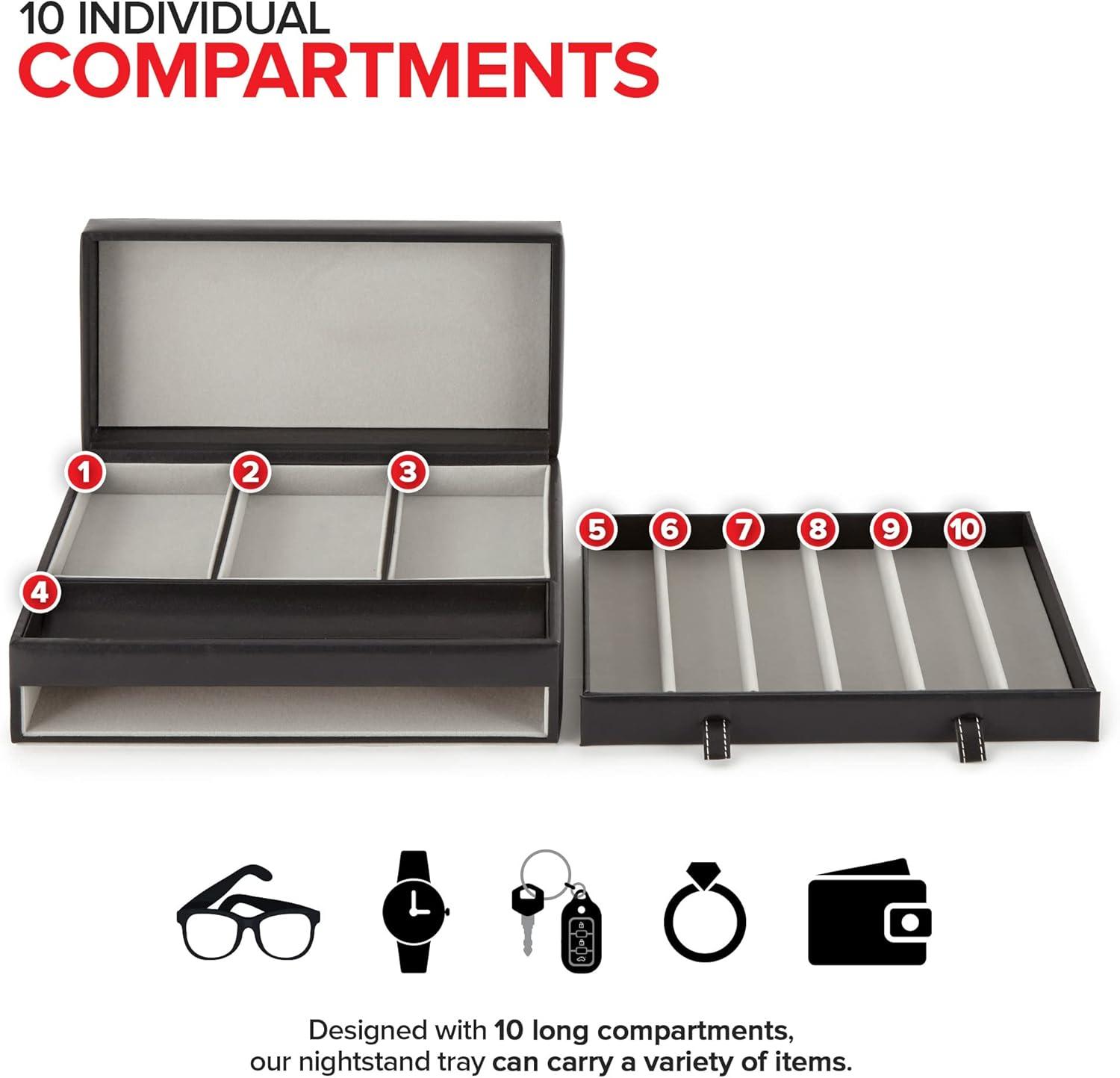 imageStock Your Home Mens Valet Tray Mens Jewelry Box Night Stand Organizers and Storage Bedside Table Organizer Watch Box for Dresser Faux Leather Black amp BeigeBlack Gray