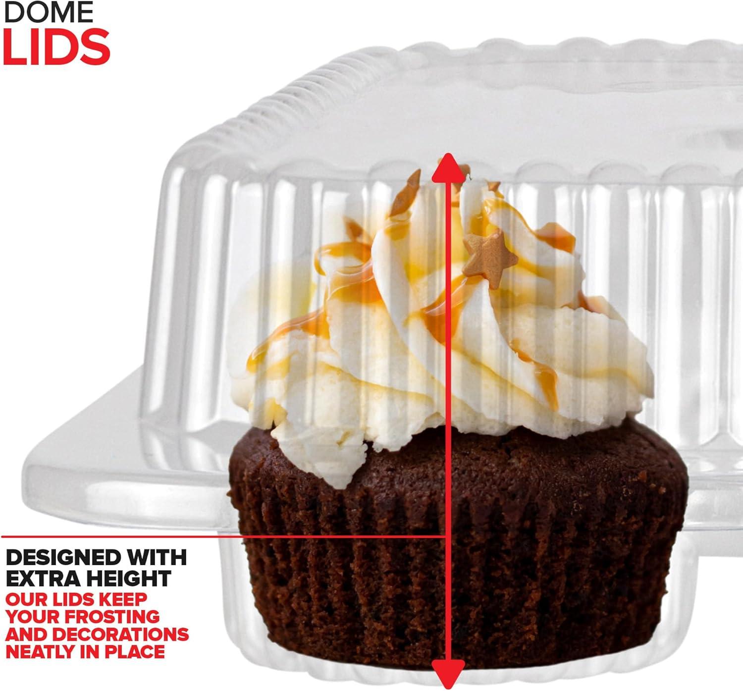 imageStock Your Home Mini Disposable Plastic Cupcake Containers 40 Pack 12 Count Tray Compartment Small or Mini Cupcakes BoxHolderCarrier with Clear Connected Dome Lid BPA Free40