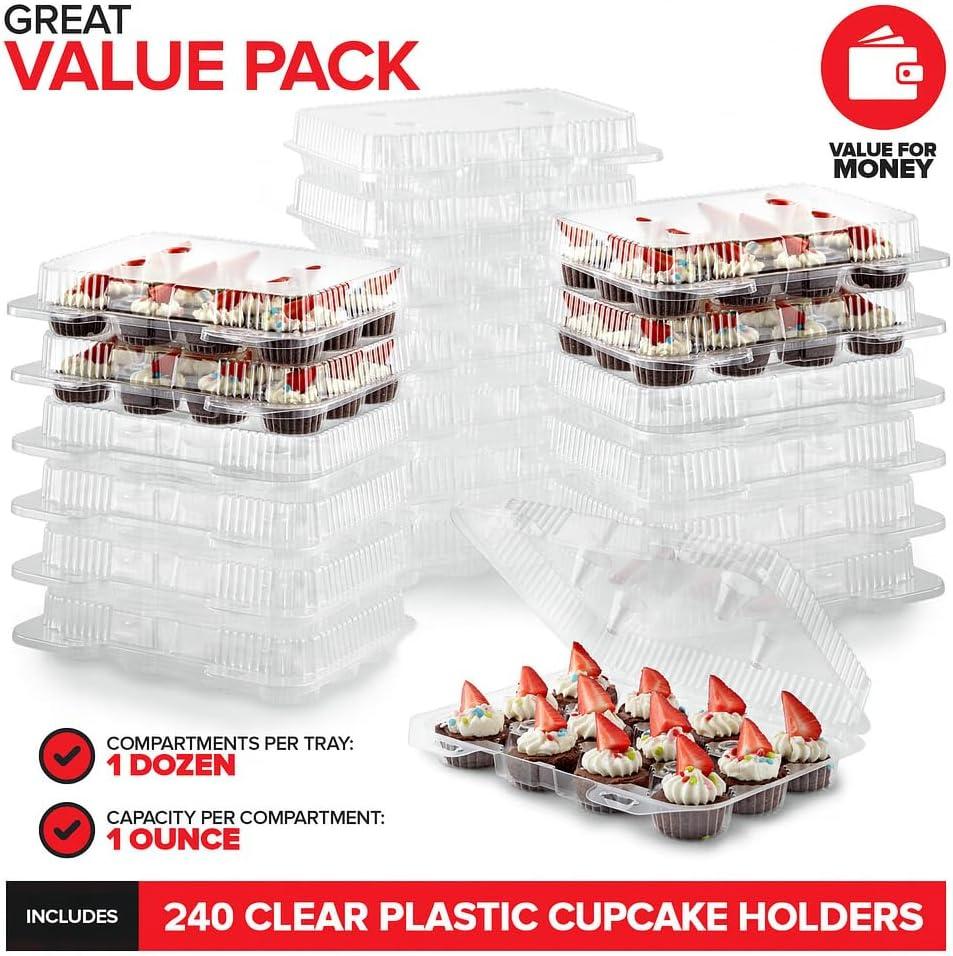 imageStock Your Home Mini Disposable Plastic Cupcake Containers 40 Pack 12 Count Tray Compartment Small or Mini Cupcakes BoxHolderCarrier with Clear Connected Dome Lid BPA Free240