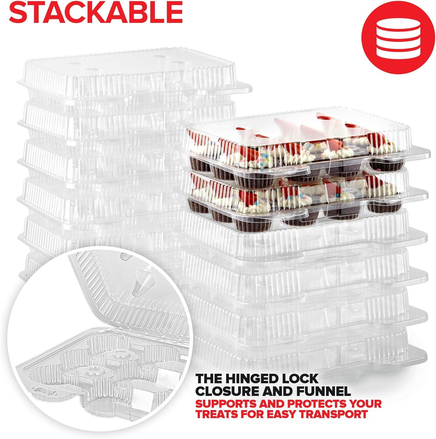 imageStock Your Home Mini Disposable Plastic Cupcake Containers 40 Pack 12 Count Tray Compartment Small or Mini Cupcakes BoxHolderCarrier with Clear Connected Dome Lid BPA Free240