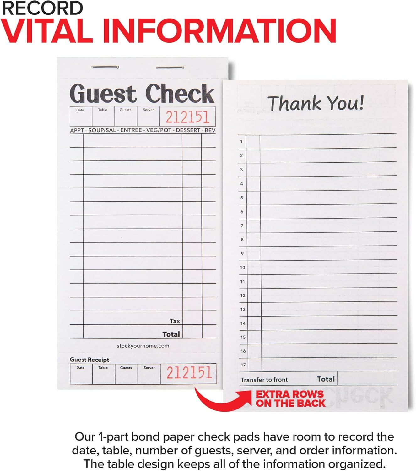 imageStock Your Home Pink Guest Check Books for Servers 20 Pack Server Note Pads Waiter Checkbook Food Receipt Book Restaurant Order Pad Paper Checks Waitress Accessories 1000 Total TicketsBlackWhite