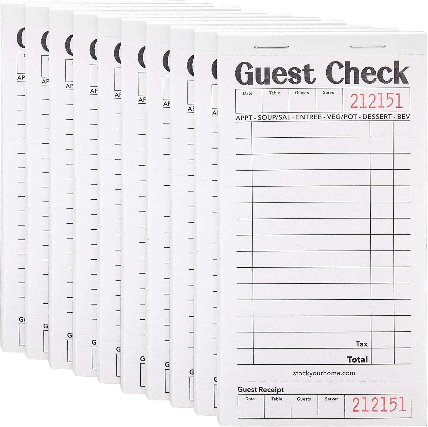 imageStock Your Home Pink Guest Check Books for Servers 20 Pack Server Note Pads Waiter Checkbook Food Receipt Book Restaurant Order Pad Paper Checks Waitress Accessories 1000 Total TicketsBlackWhite