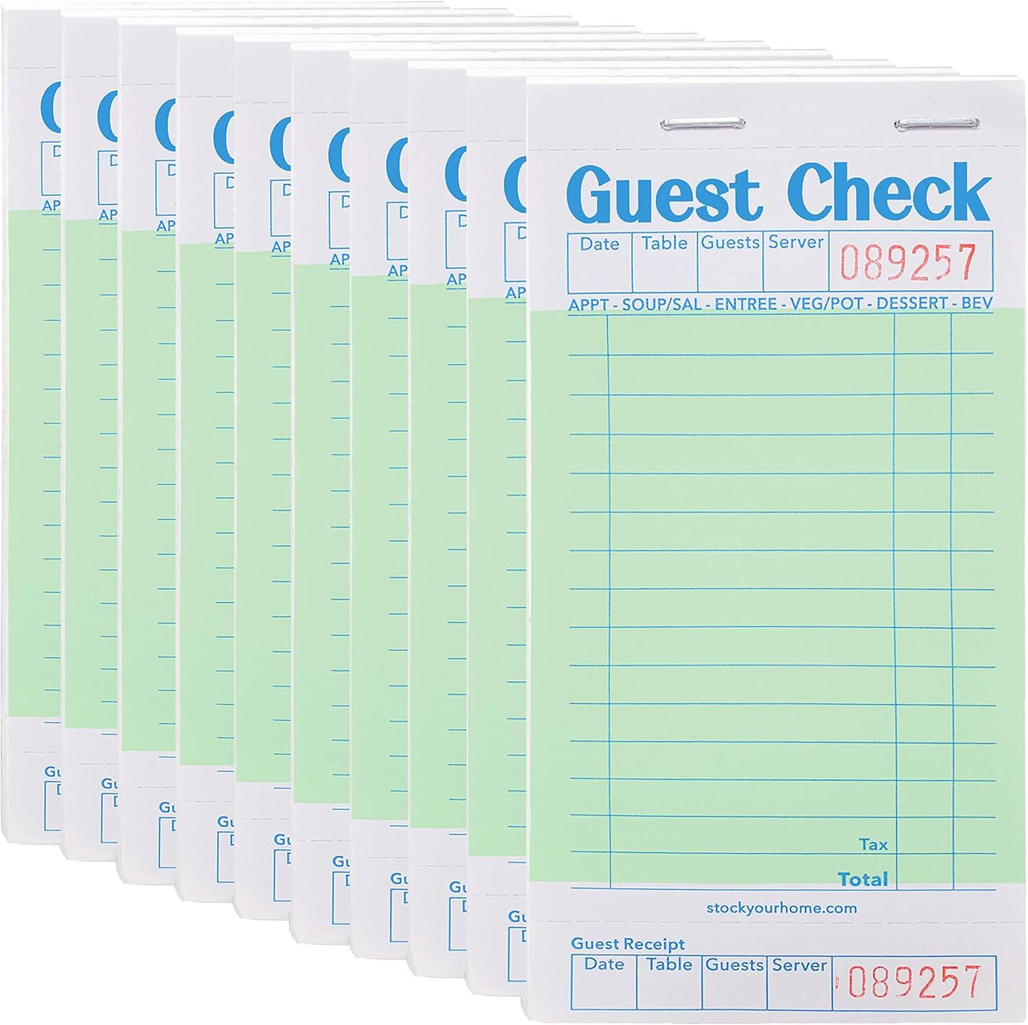 imageStock Your Home Pink Guest Check Books for Servers 20 Pack Server Note Pads Waiter Checkbook Food Receipt Book Restaurant Order Pad Paper Checks Waitress Accessories 1000 Total TicketsGreen
